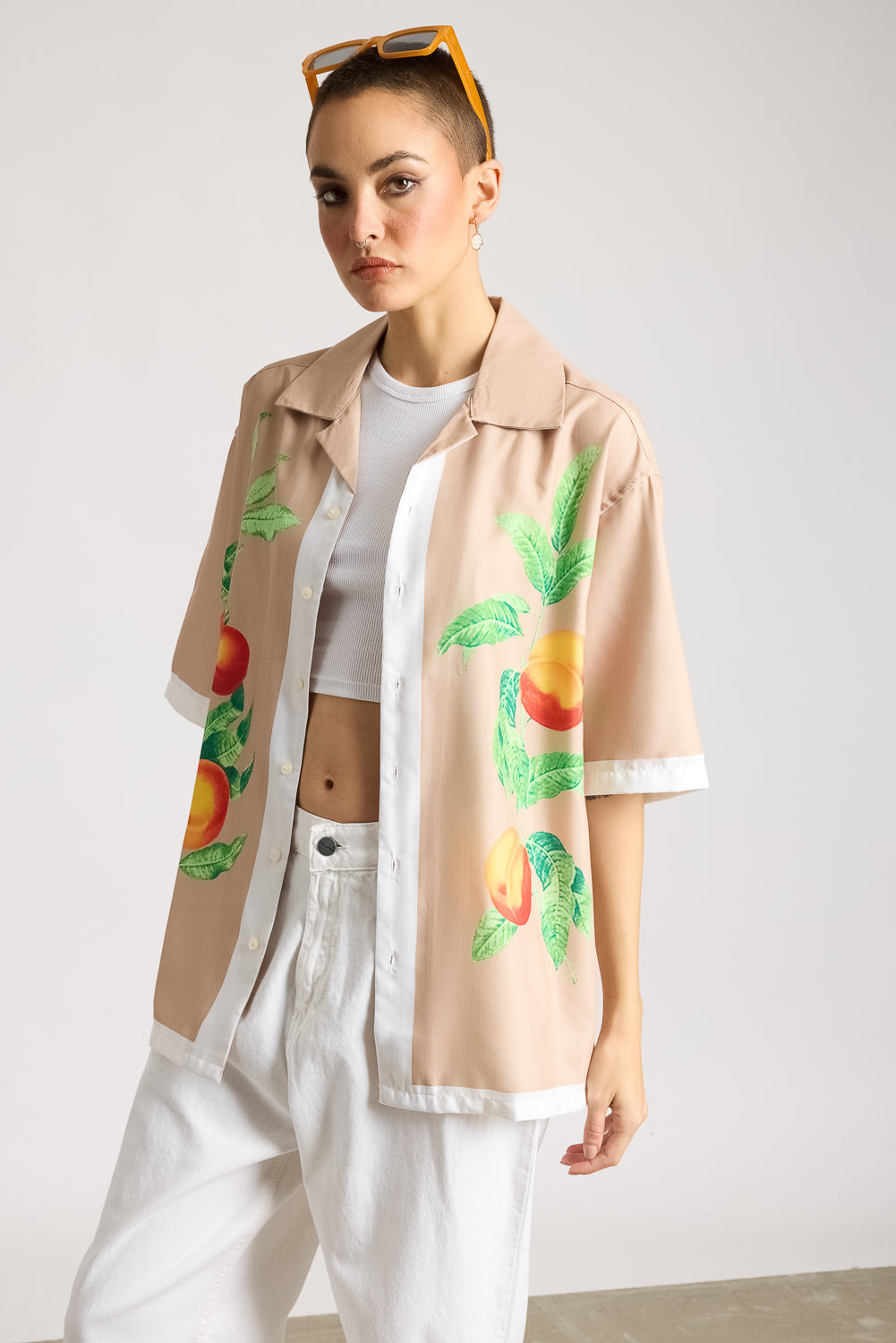 Relaxed Fit Printed Women's Shirt - Peaches
