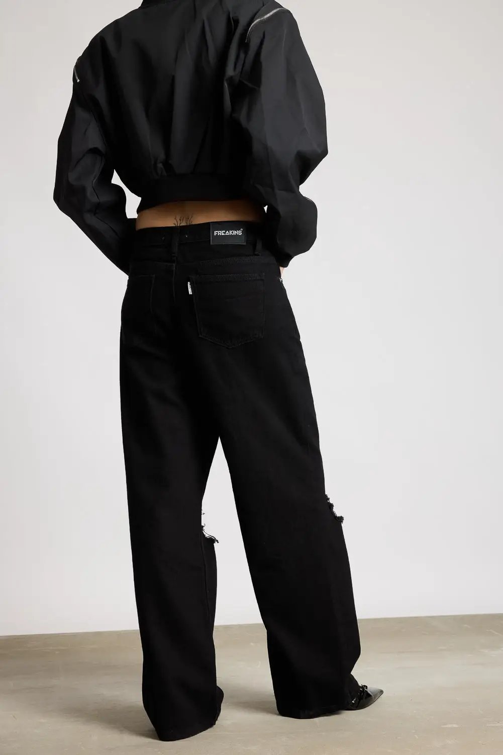 Coal Washed Women's Wide Jeans