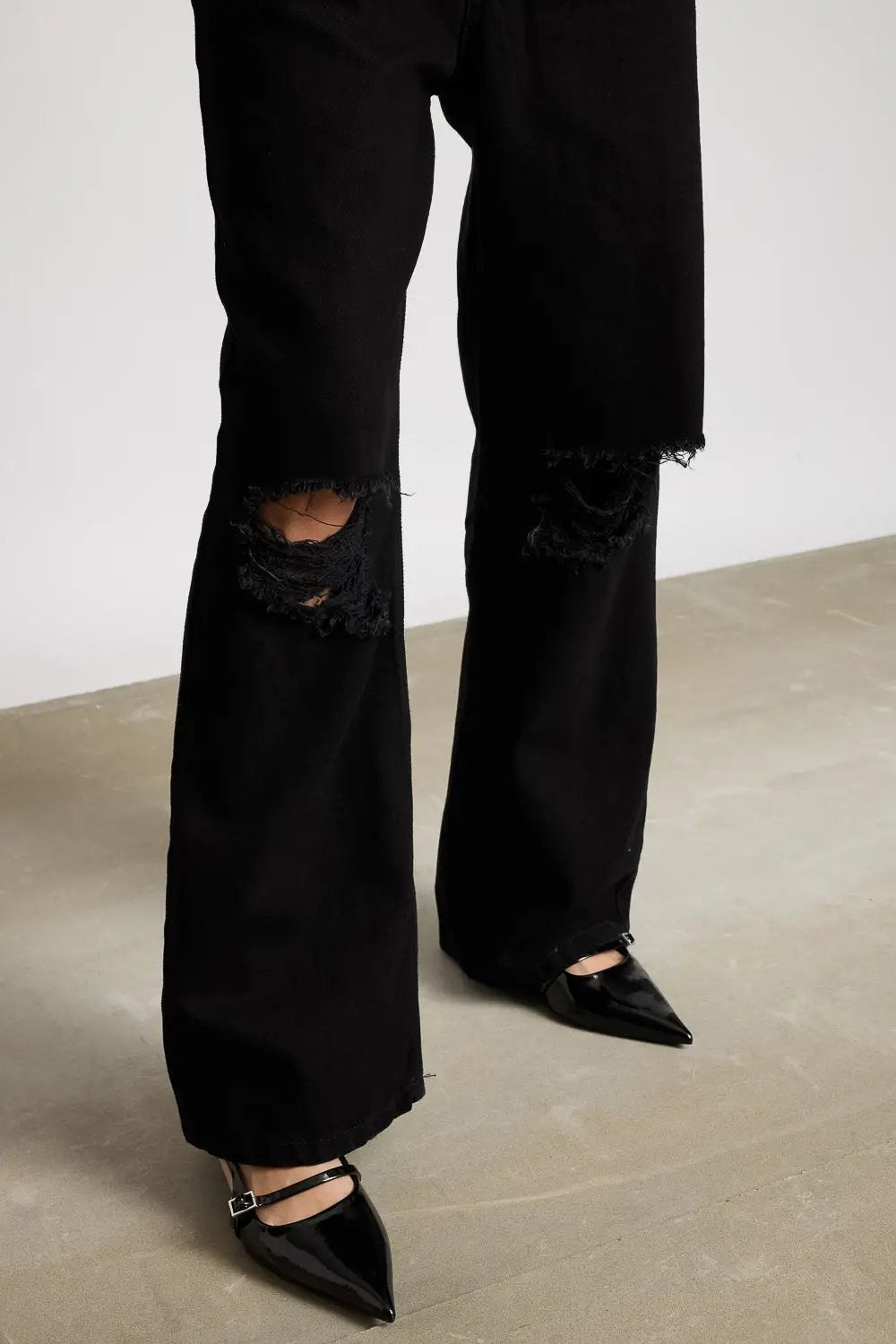 Coal Washed Women's Wide Jeans