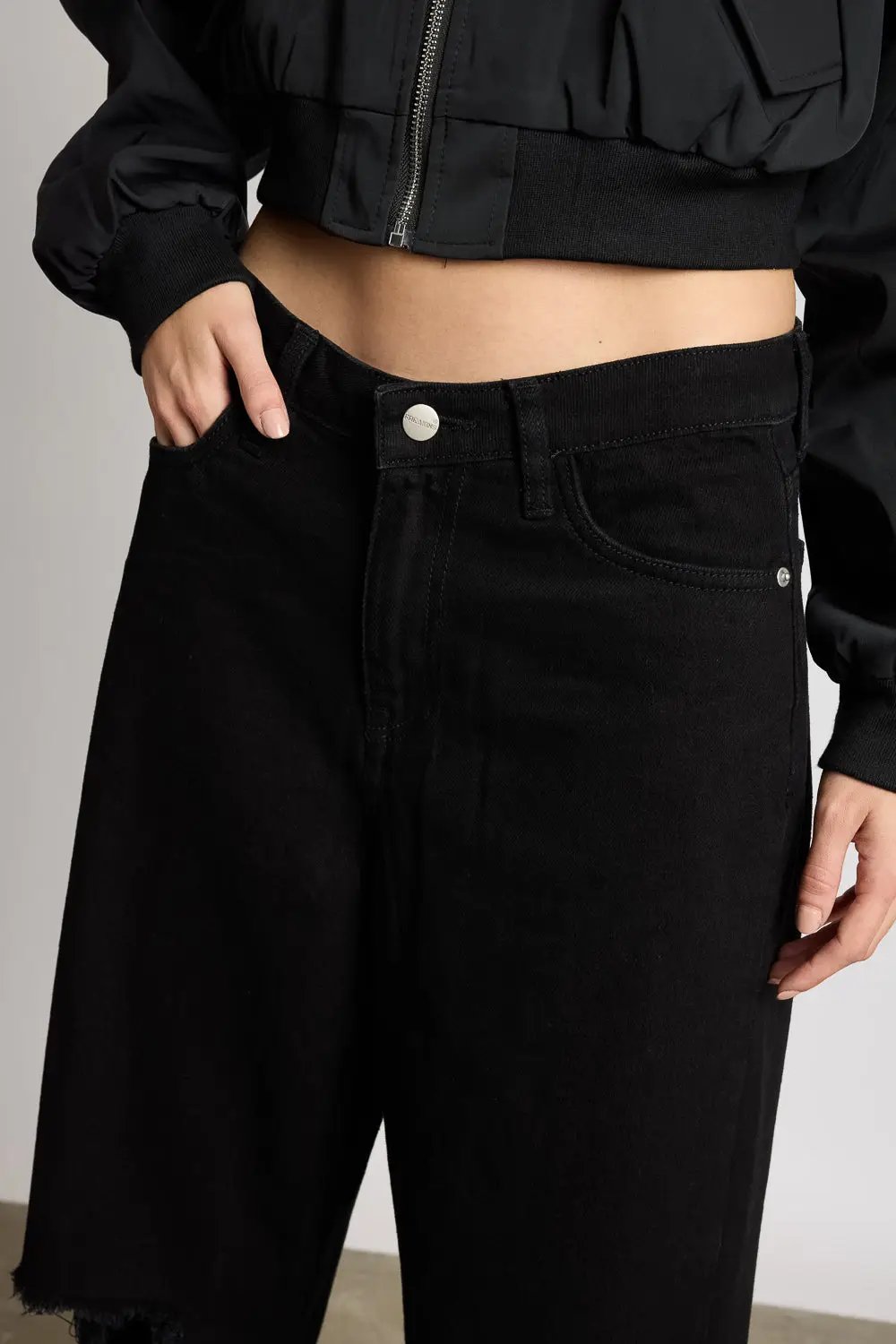 Coal Washed Women's Wide Jeans