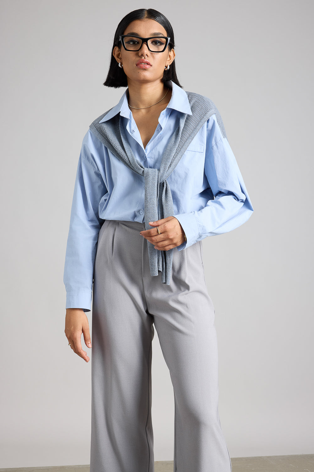 Blue Shirt With Cape Tie