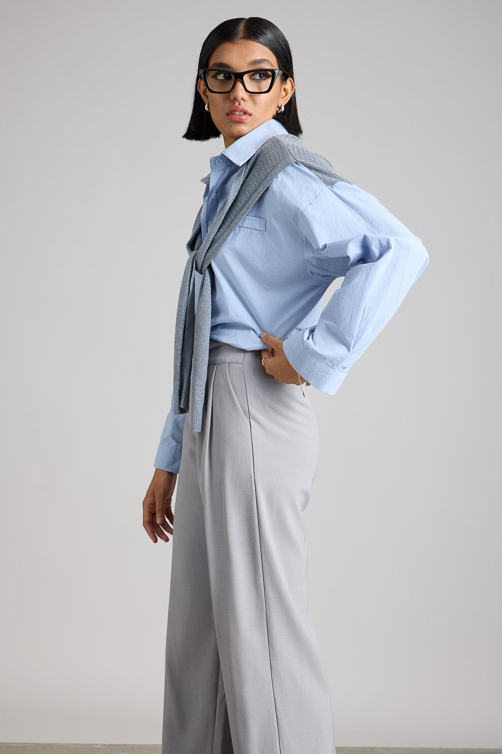 Blue Shirt With Cape Tie