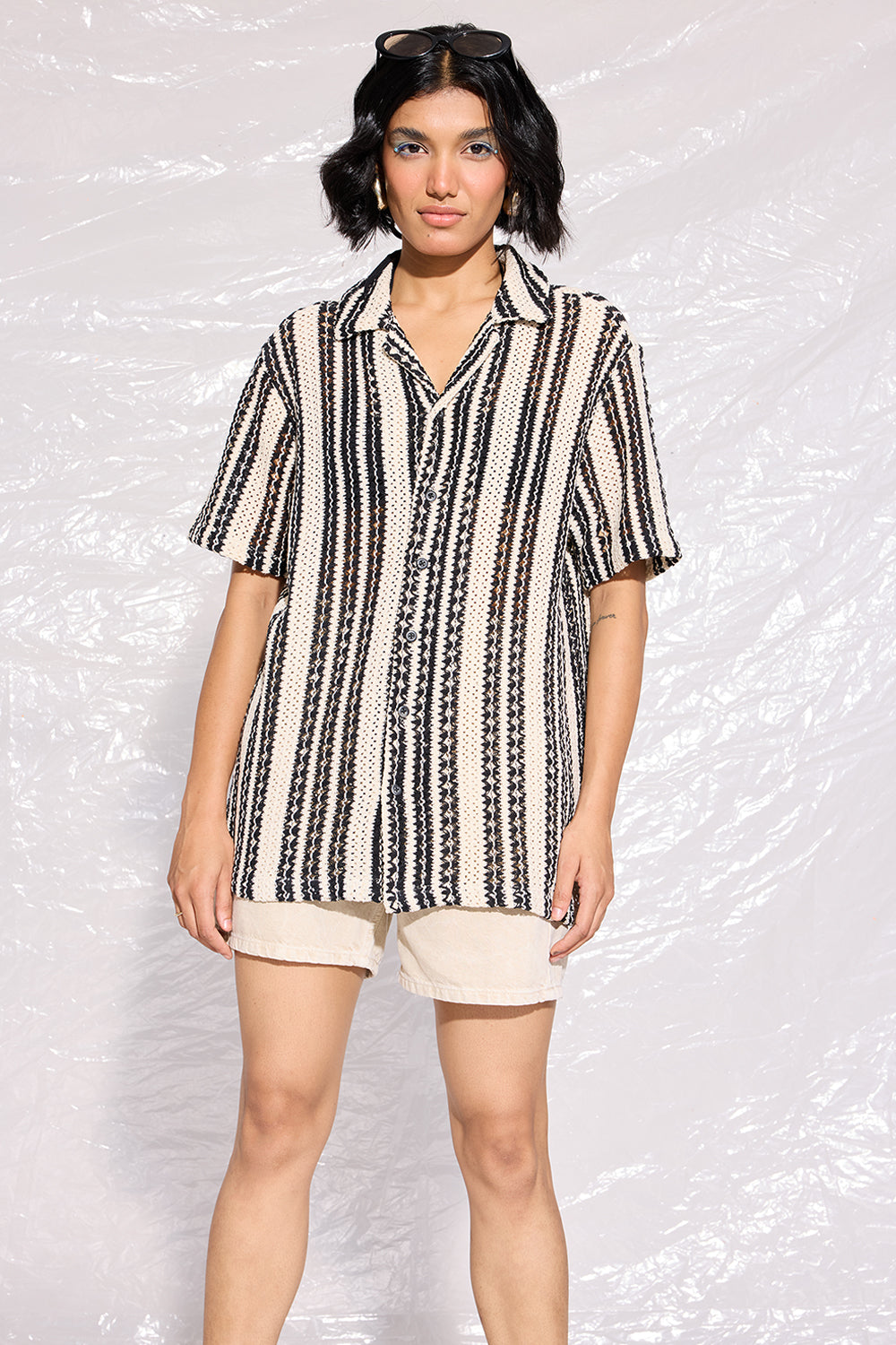Textured Crochet Women's Shirt-Classic