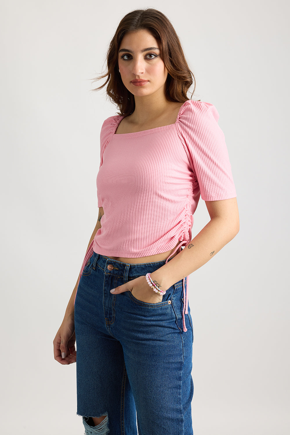 Ruched Pink Top
