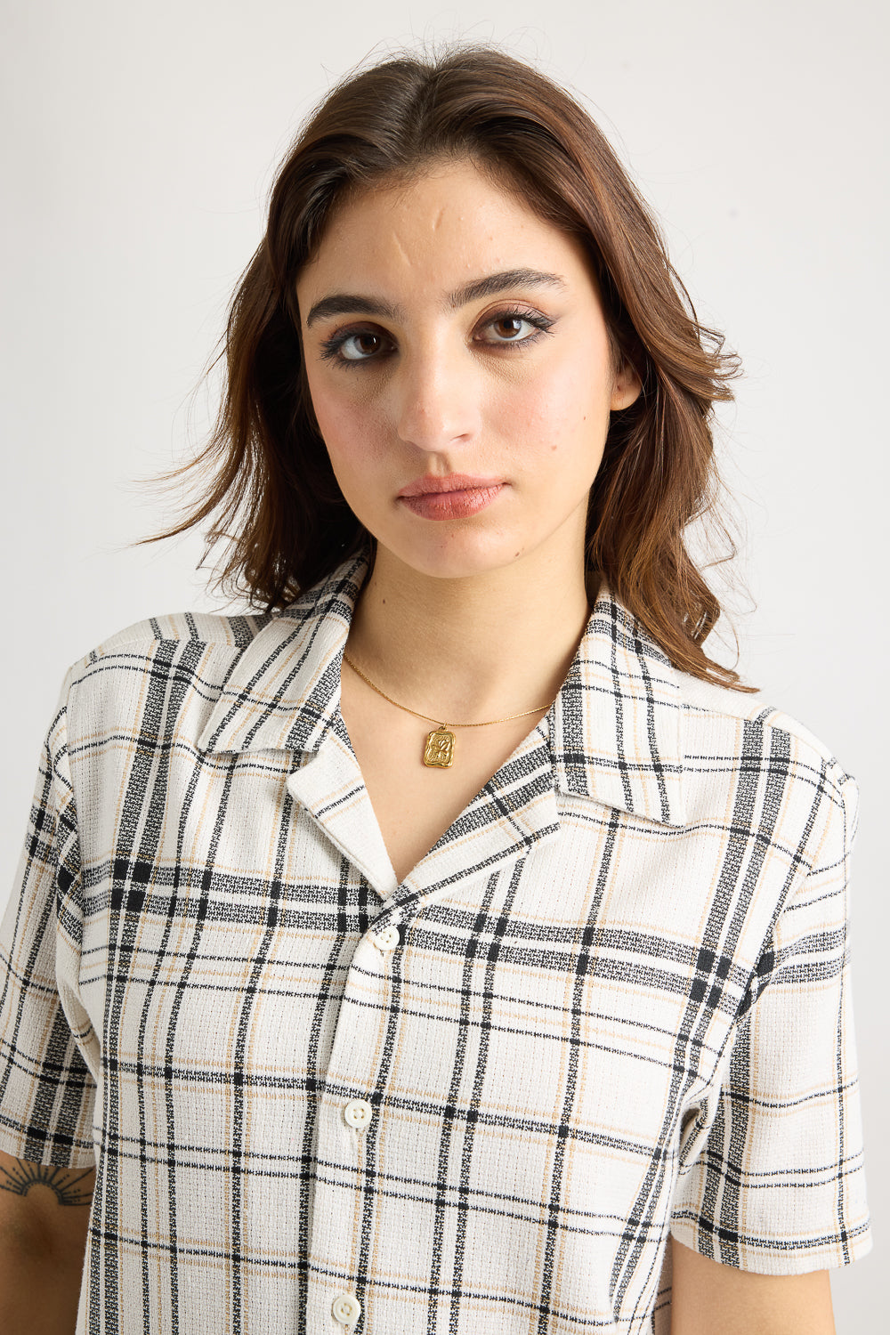 Matty Oversized Women's Shirt - White/Black Checks