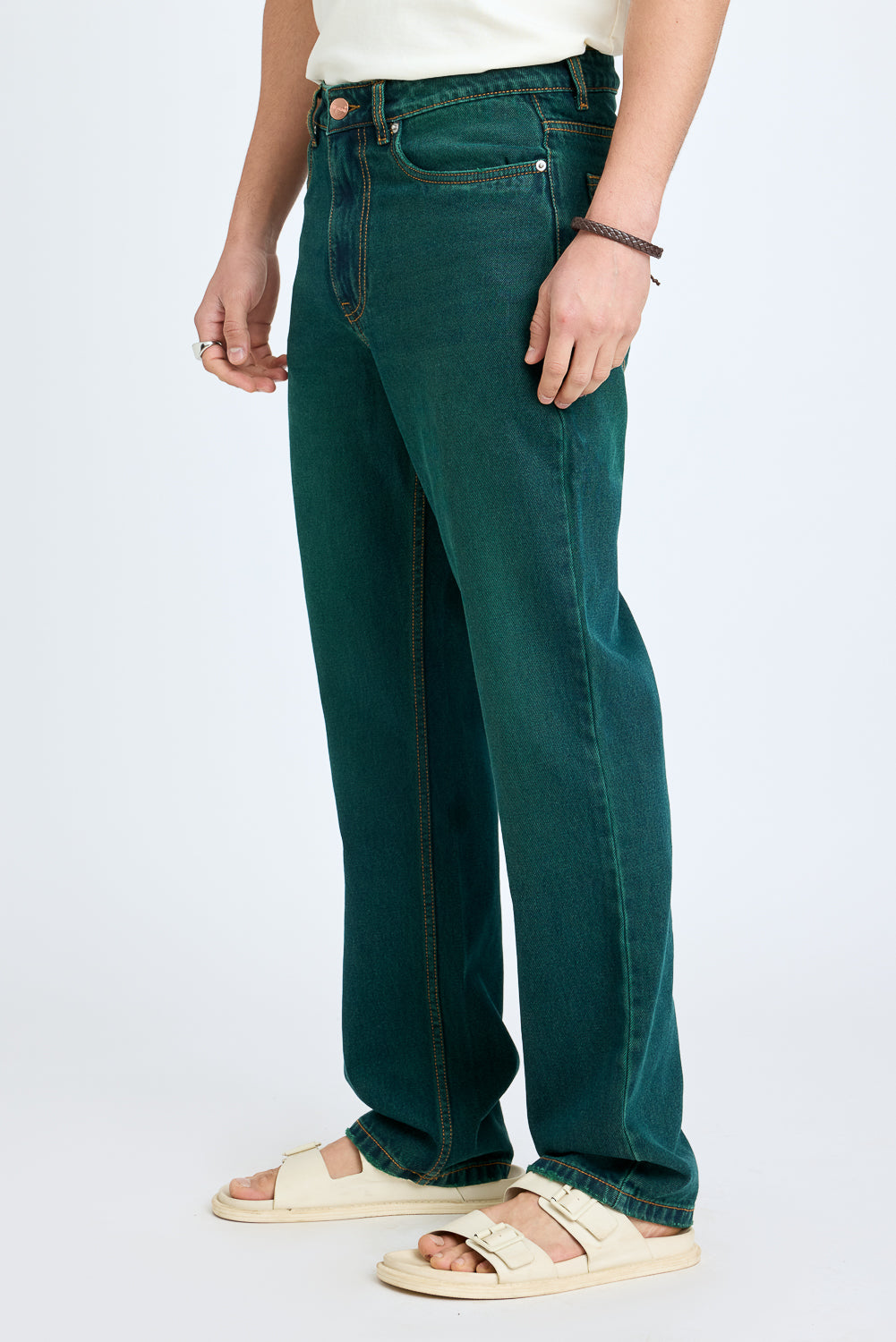 Green Men's Slim Straight Jeans