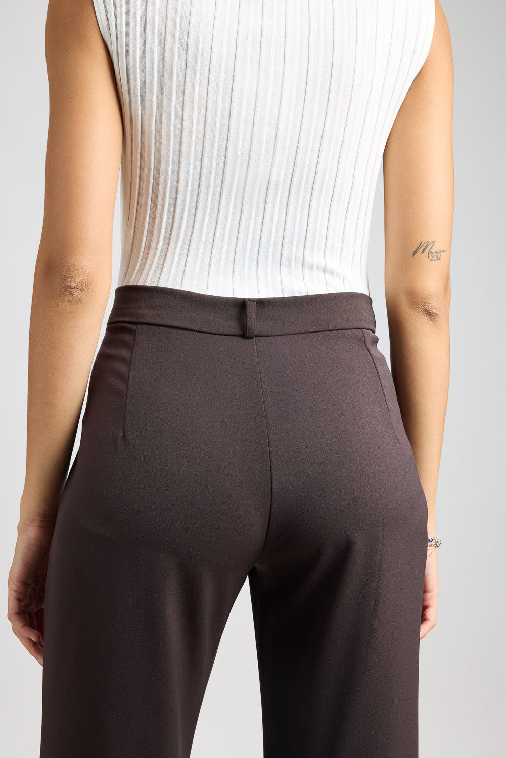 Women's Pleated Dark Brown Korean Pant