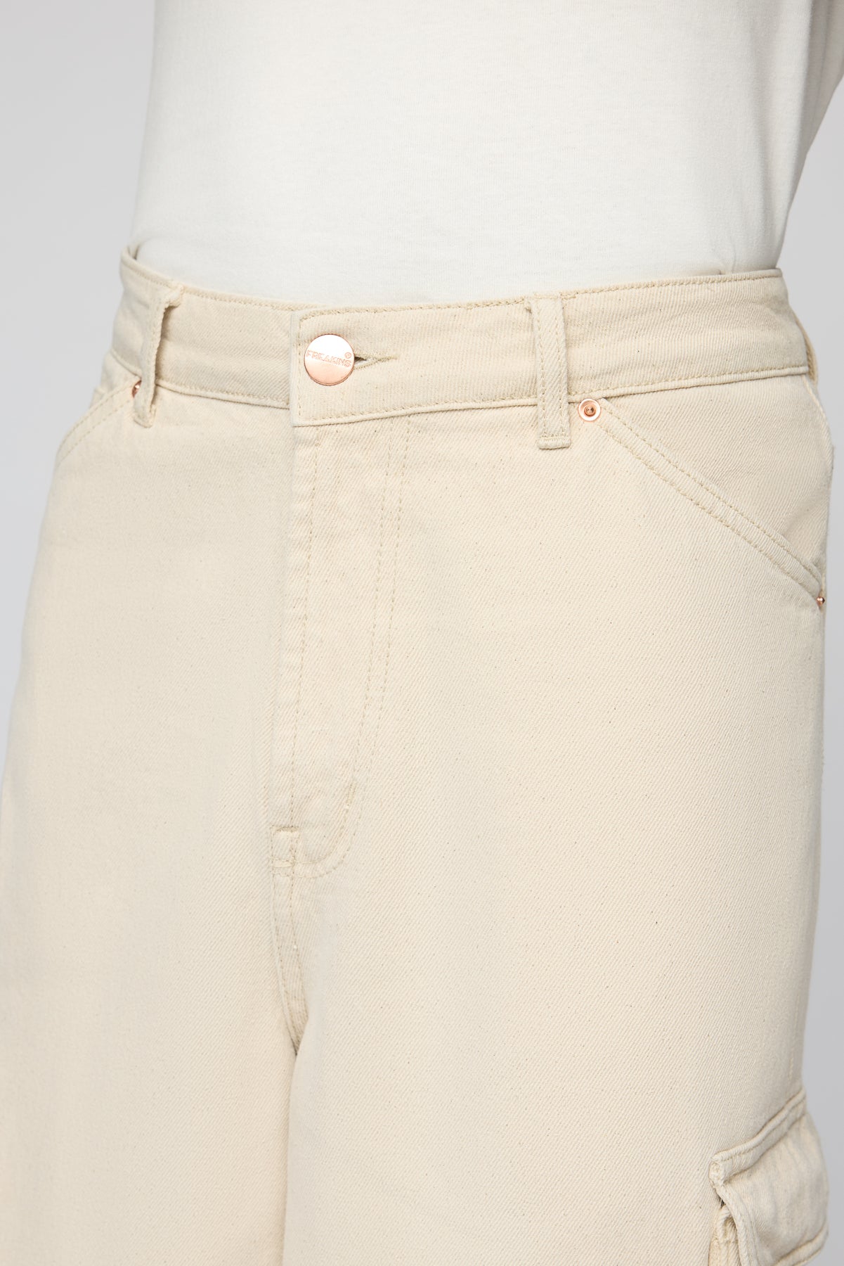 Classic Ecru Men's Wide Leg Cargo Jeans