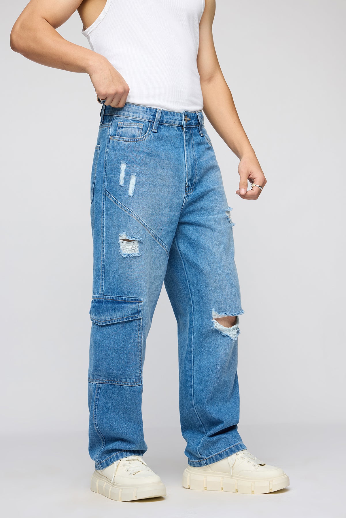 Blue Streetwise Torn Men's Straight Fit Jeans