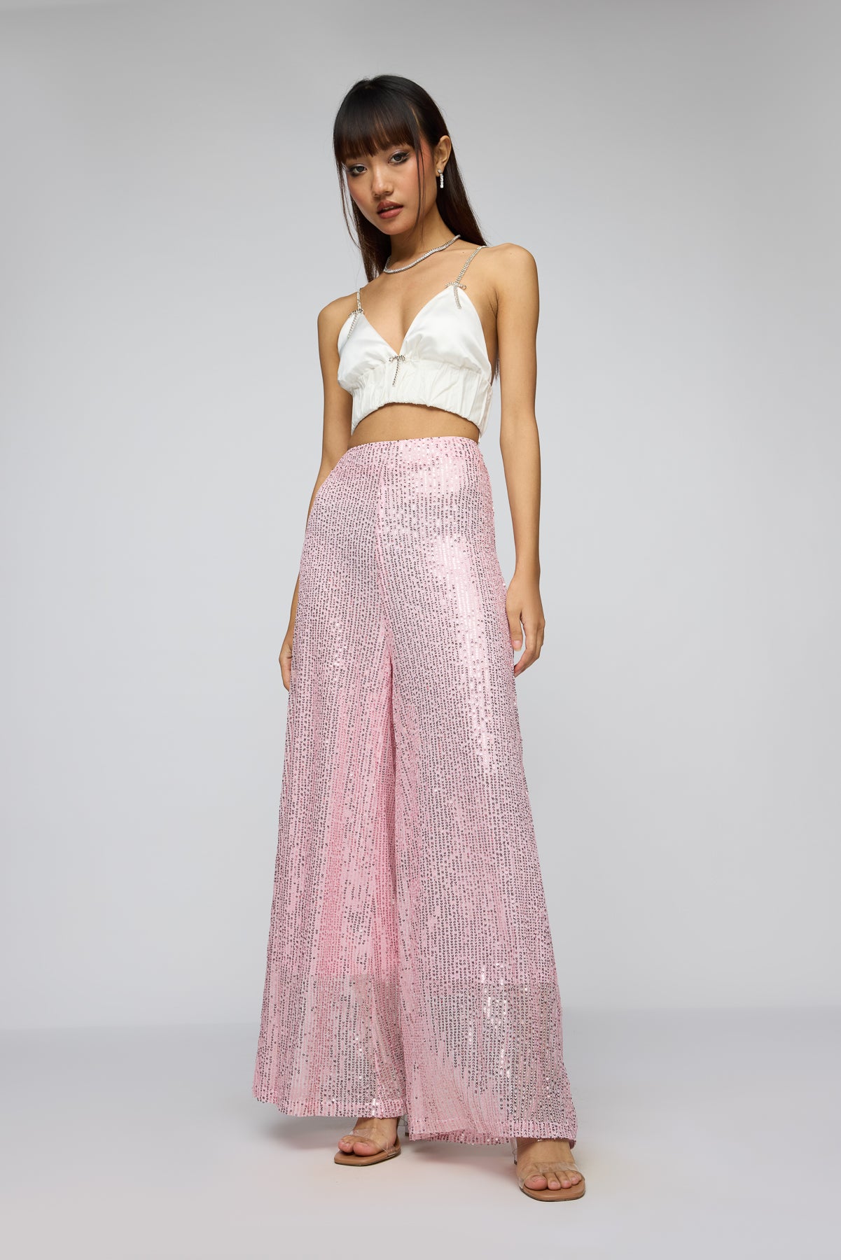 Salsa Rosa Sequin Flare Fit Korean Pants