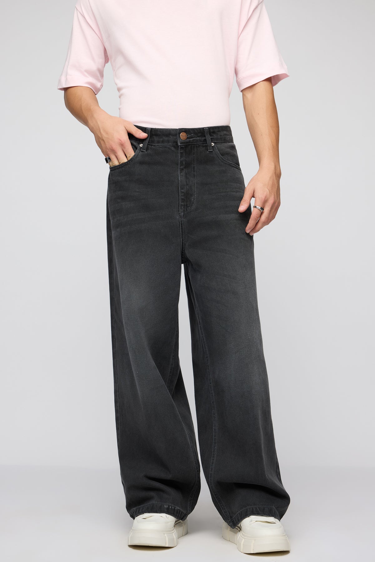 Phantom Black Men's Baggy Straight Jeans