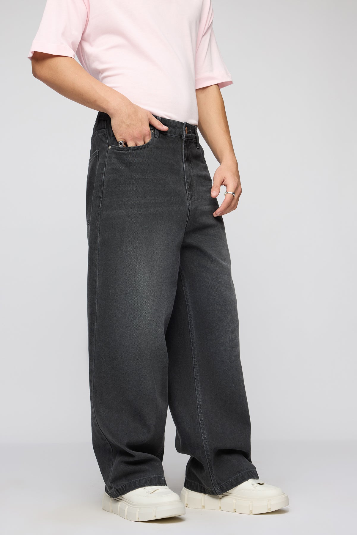 Phantom Black Men's Baggy Straight Jeans