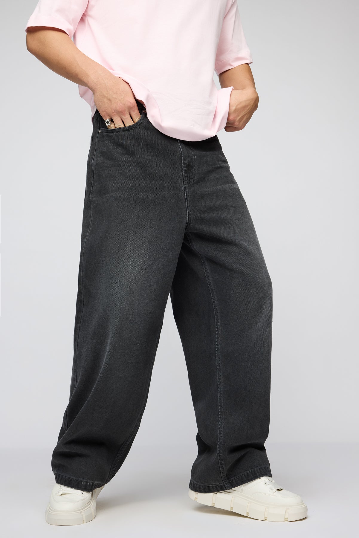 Phantom Black Men's Baggy Straight Jeans