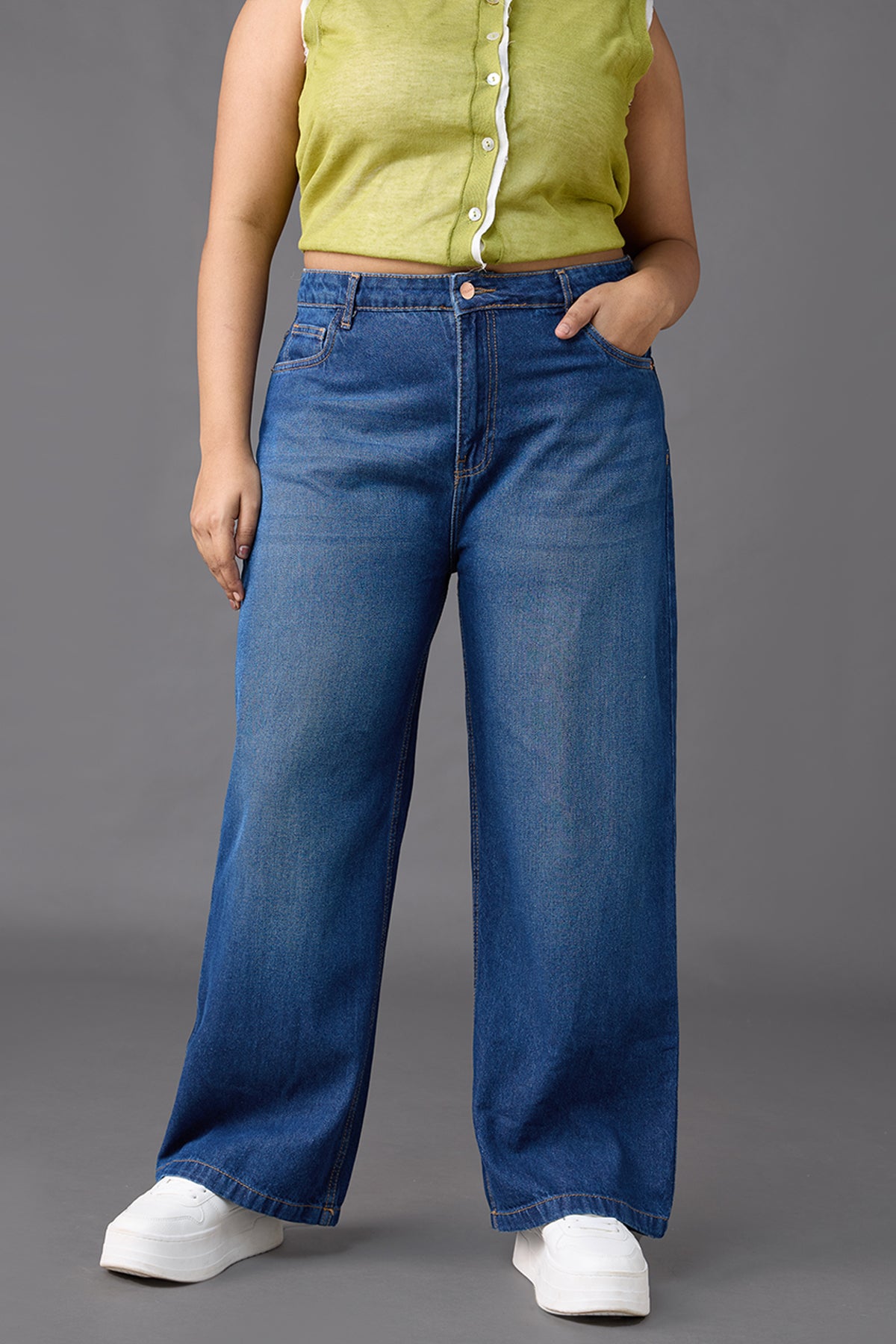 Curve Oceanic Blue Wide Jeans