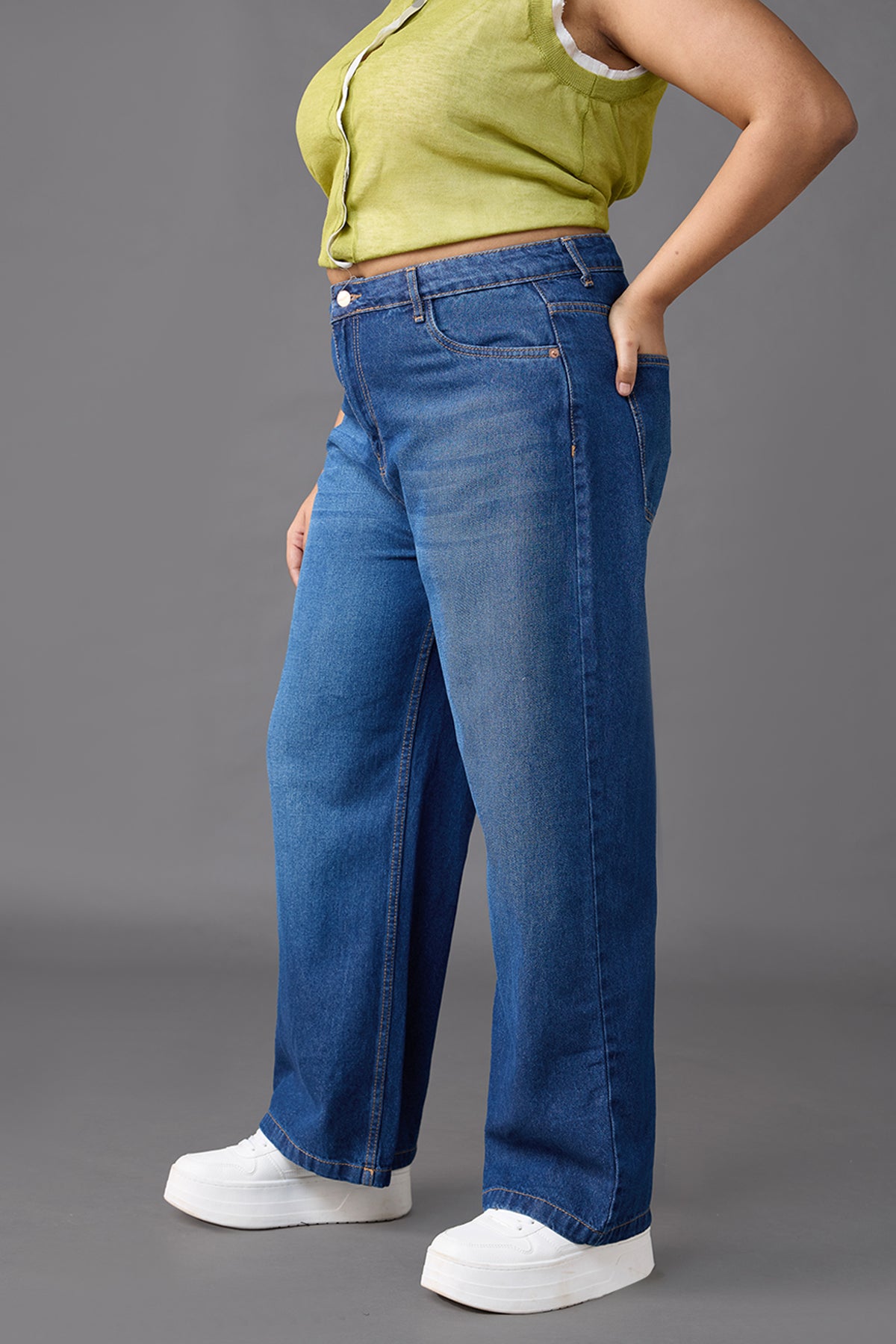 Curve Oceanic Blue Wide Jeans