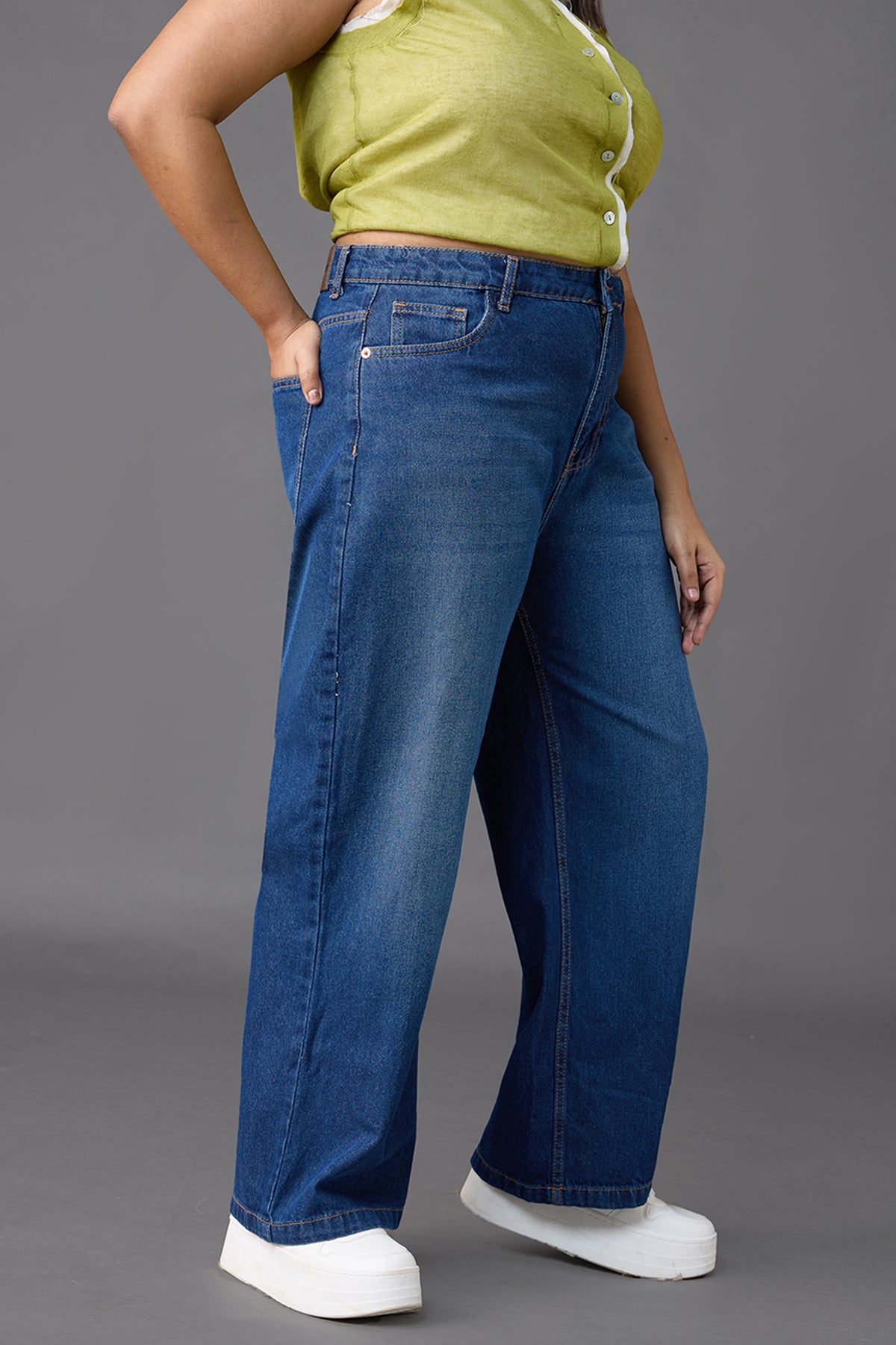 Curve Oceanic Blue Wide Jeans