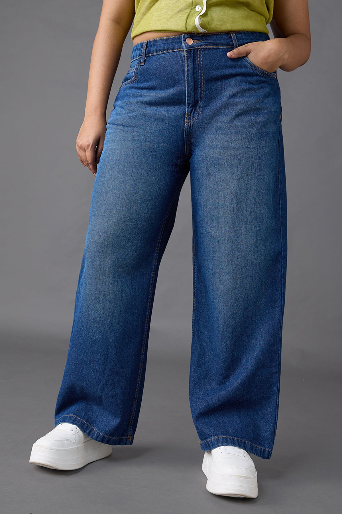 Curve Oceanic Blue Wide Jeans