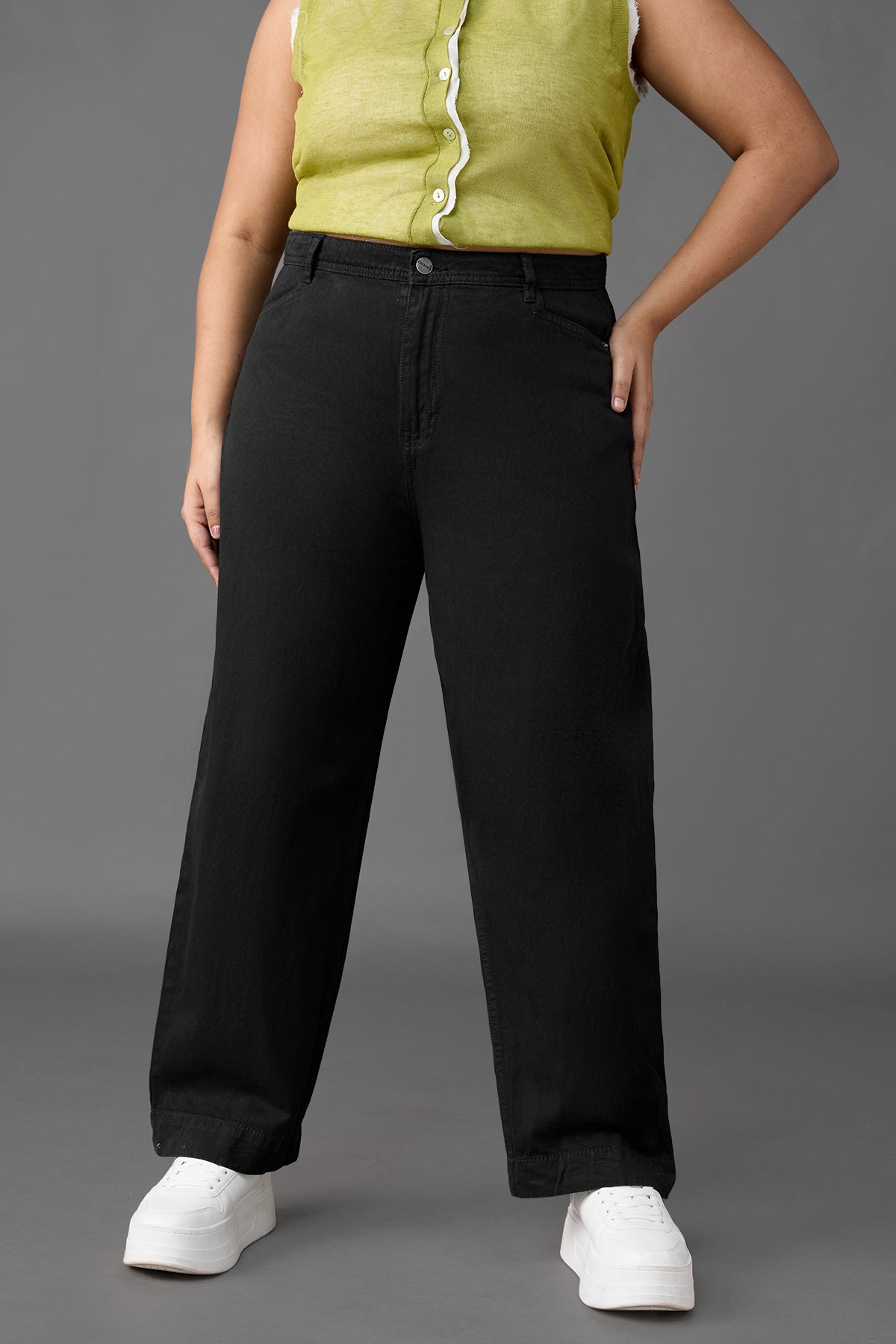 Curve Pitch Black Straight Jeans