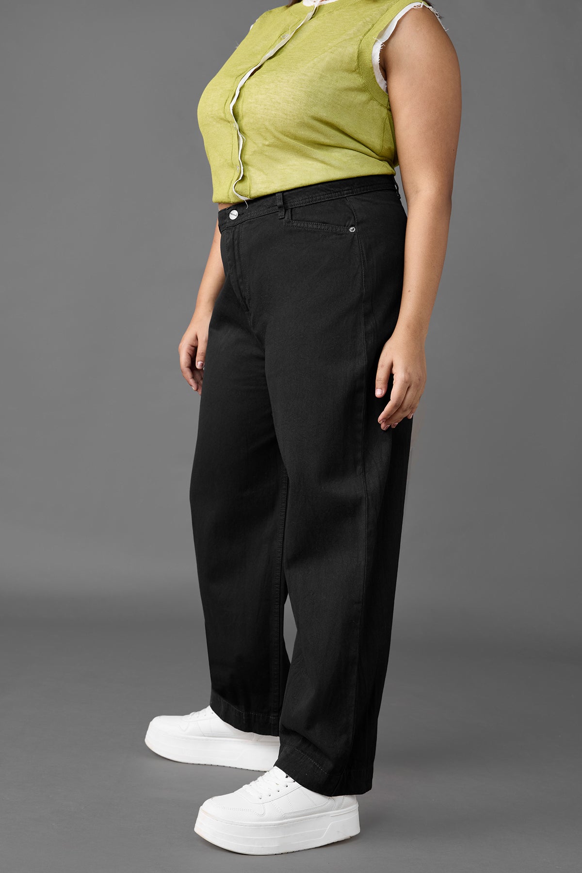 Curve Pitch Black Straight Jeans