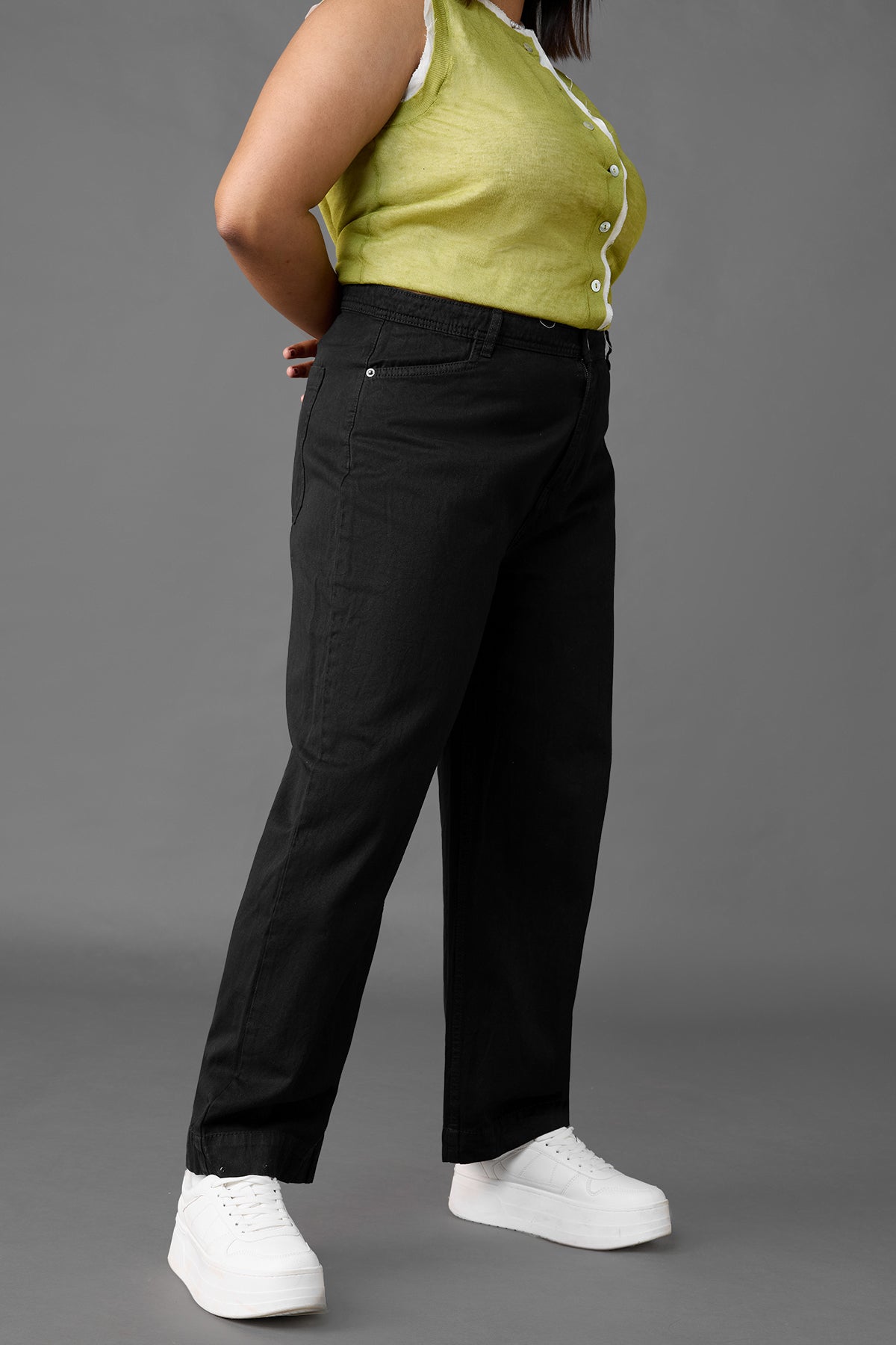 Curve Pitch Black Straight Jeans