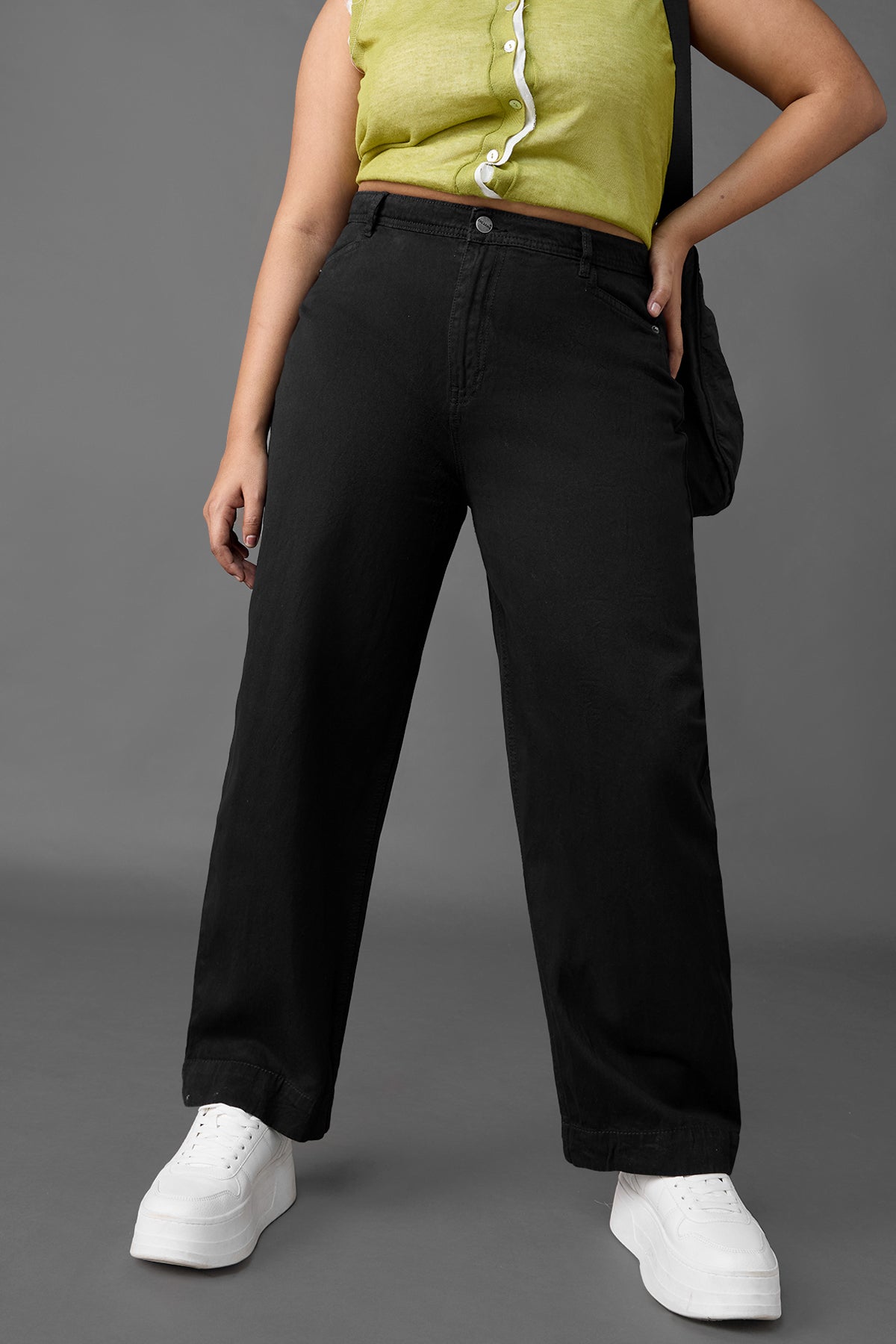 Curve Pitch Black Straight Jeans