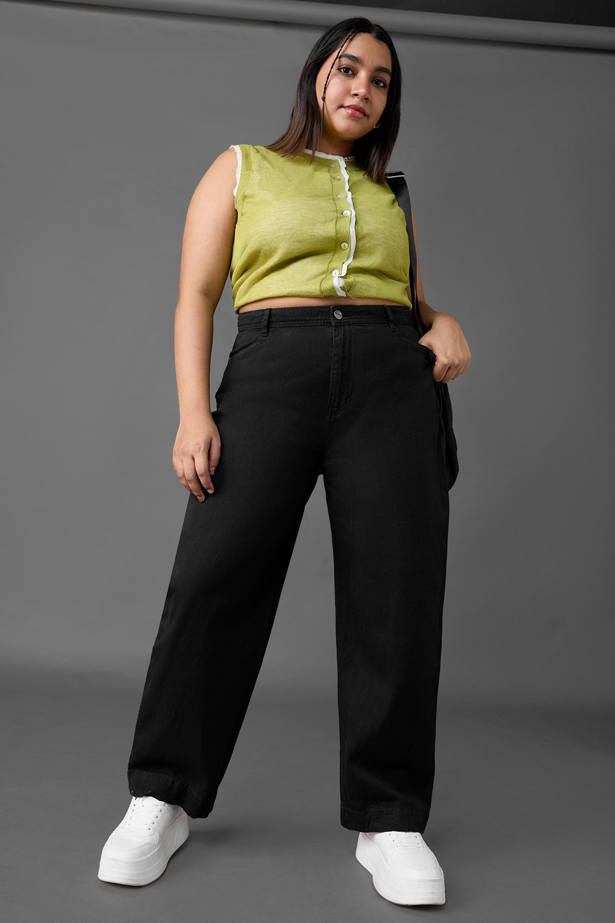 Curve Pitch Black Straight Jeans