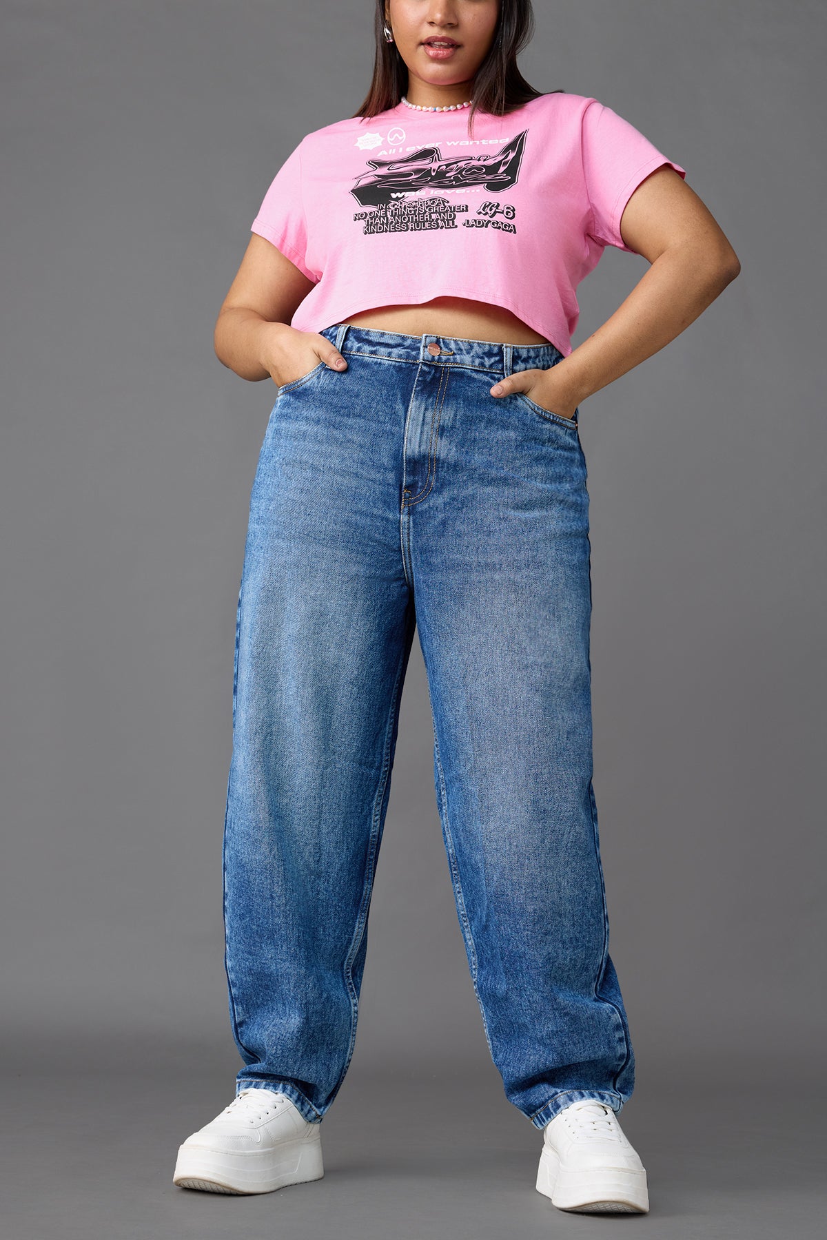 Curve Blue Slouchy Jeans