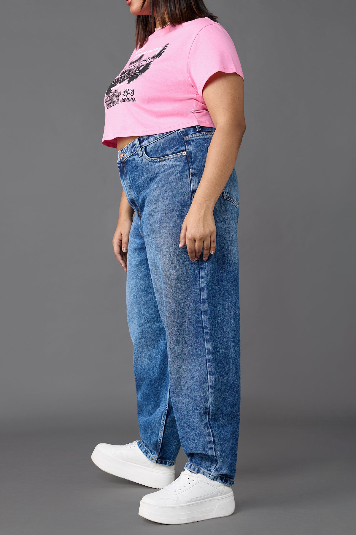 Curve Blue Slouchy Jeans