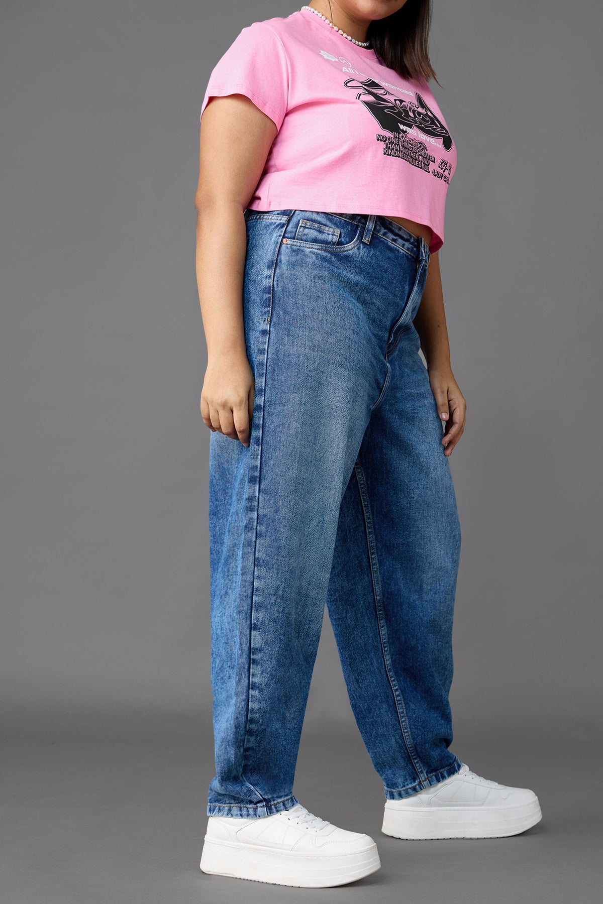 Curve Blue Slouchy Jeans