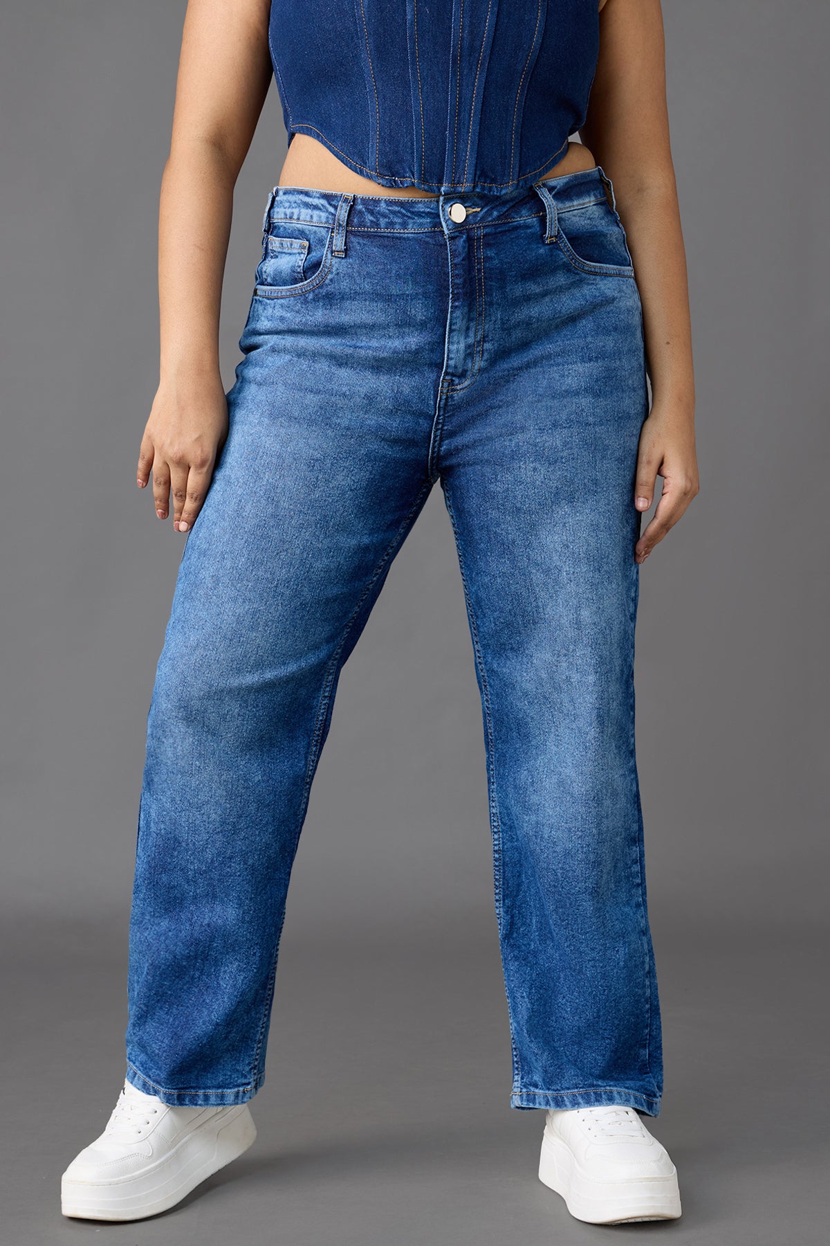 Curve Blue Maytime Straight Jeans
