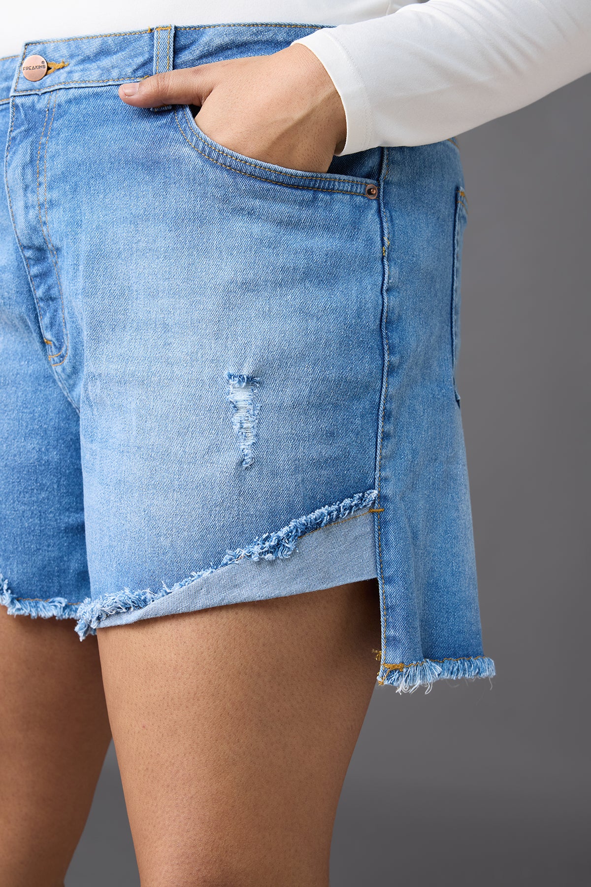 Curve Midday Sky Blue Turn Up Denim Shorts