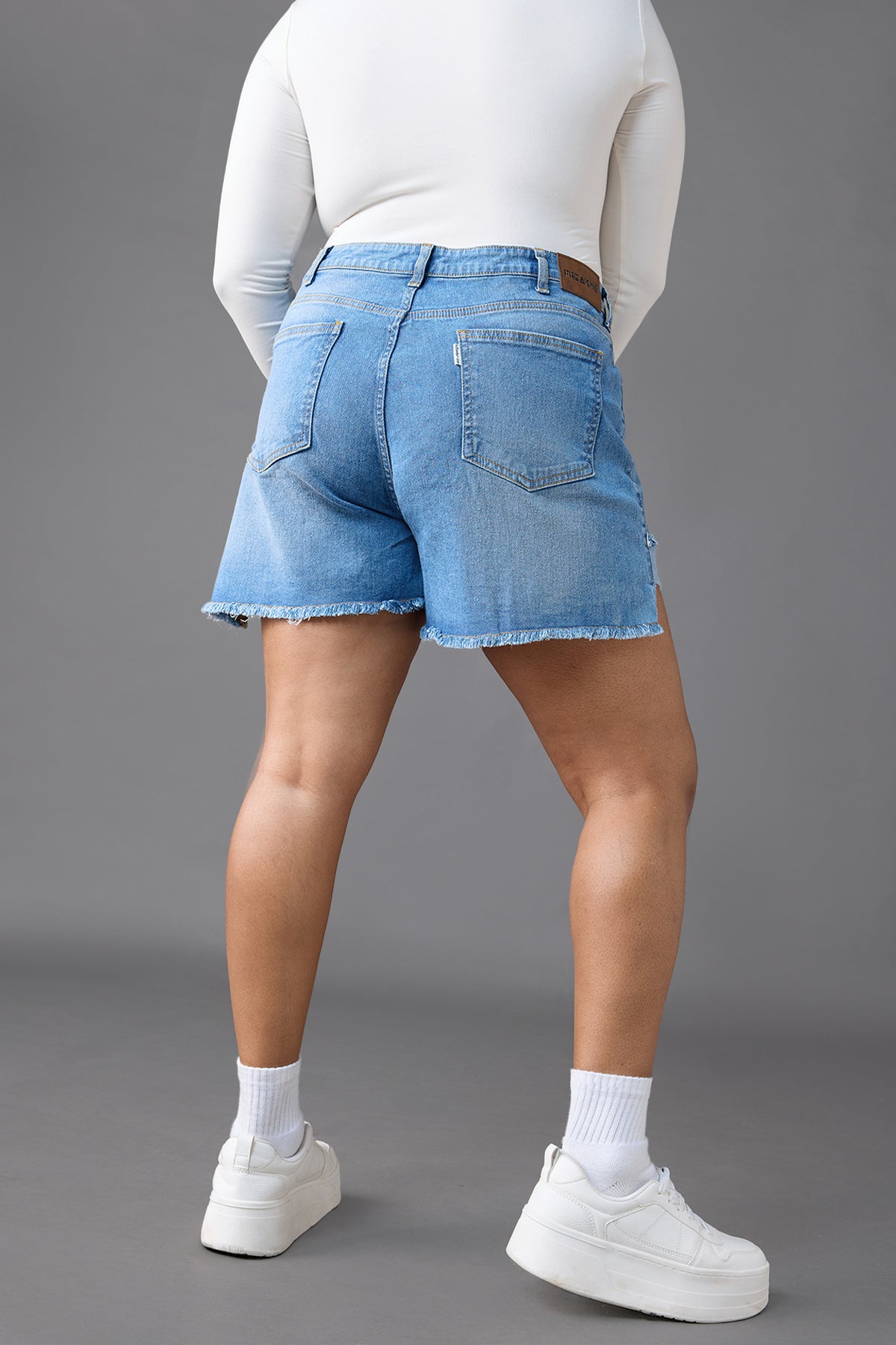 Curve Midday Sky Blue Turn Up Denim Shorts