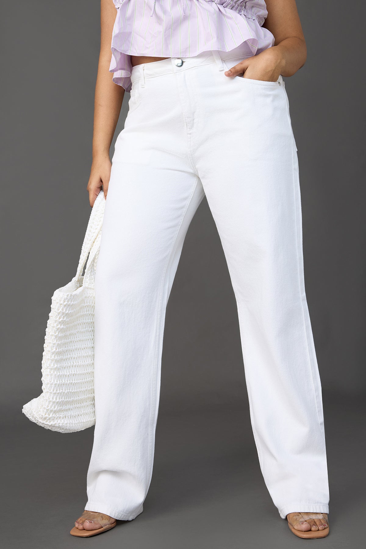 Curve Arctic White Slim Straight Jeans