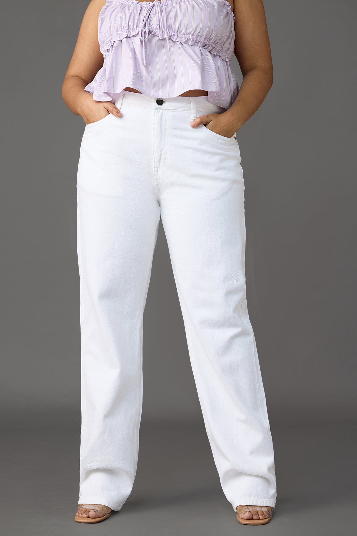 Curve Arctic White Slim Straight Jeans