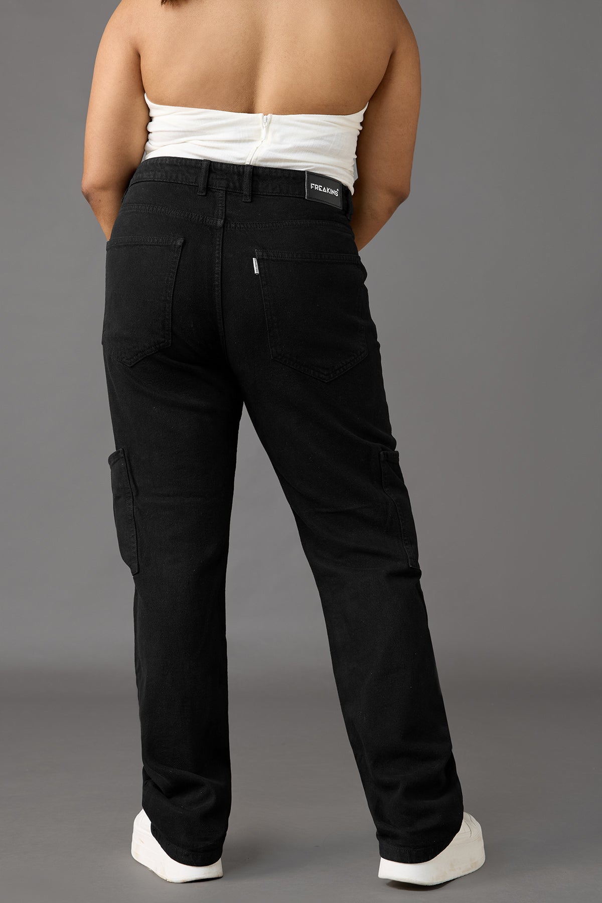 Curve Hourglass Black Straight Cargo Jeans