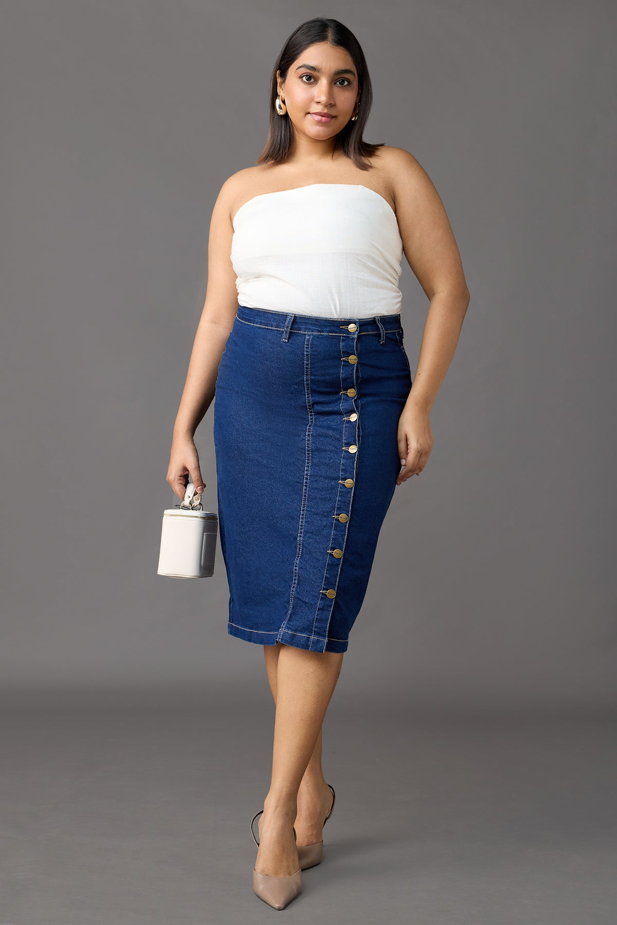 Blue bodycon skirt best sale