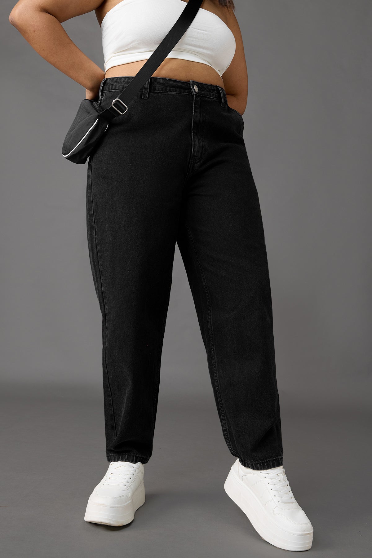 Curve Black Slouchy Jeans
