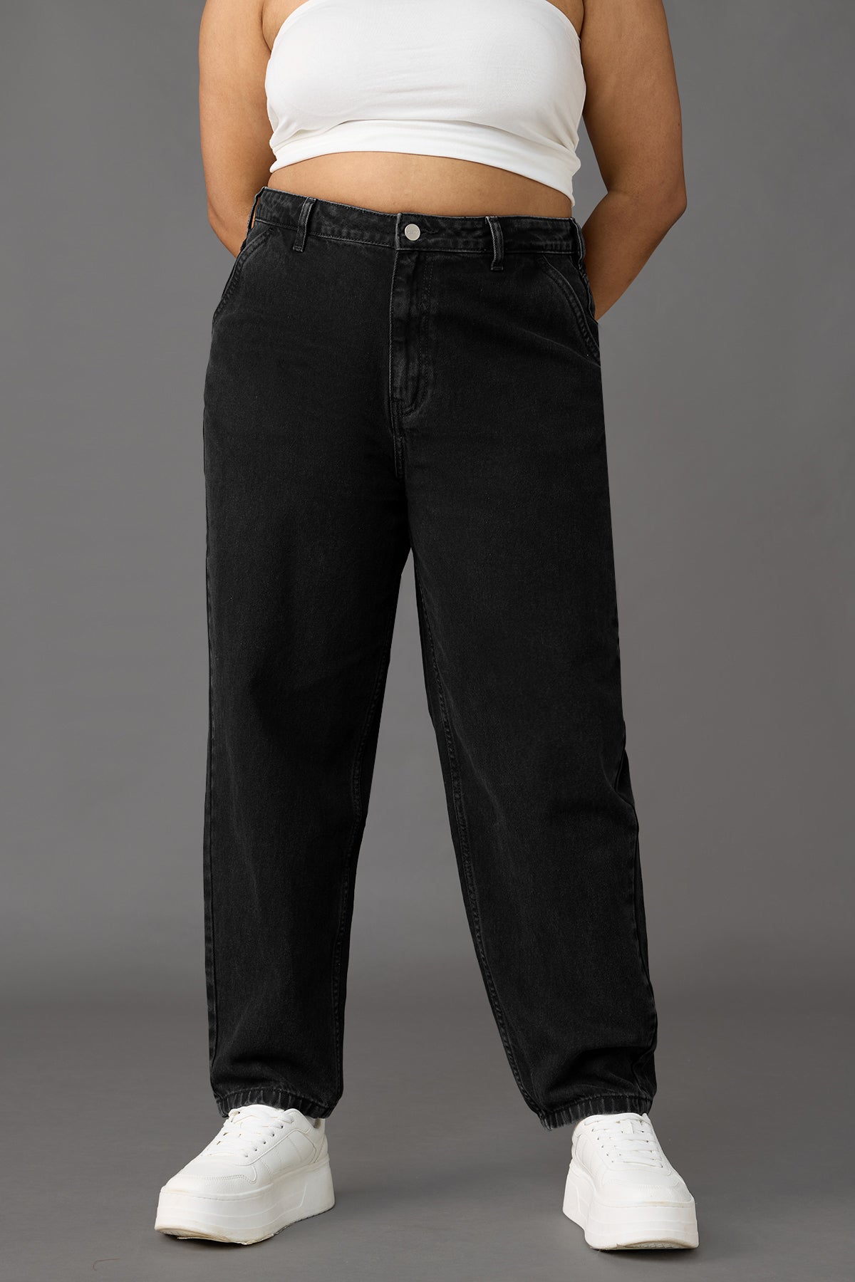 Curve Black Slouchy Jeans