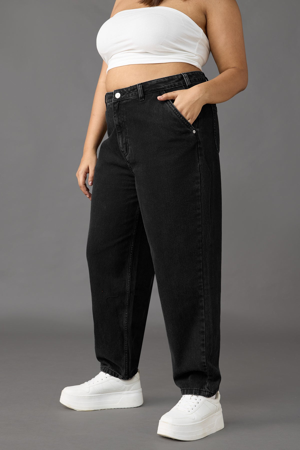 Curve Black Slouchy Jeans