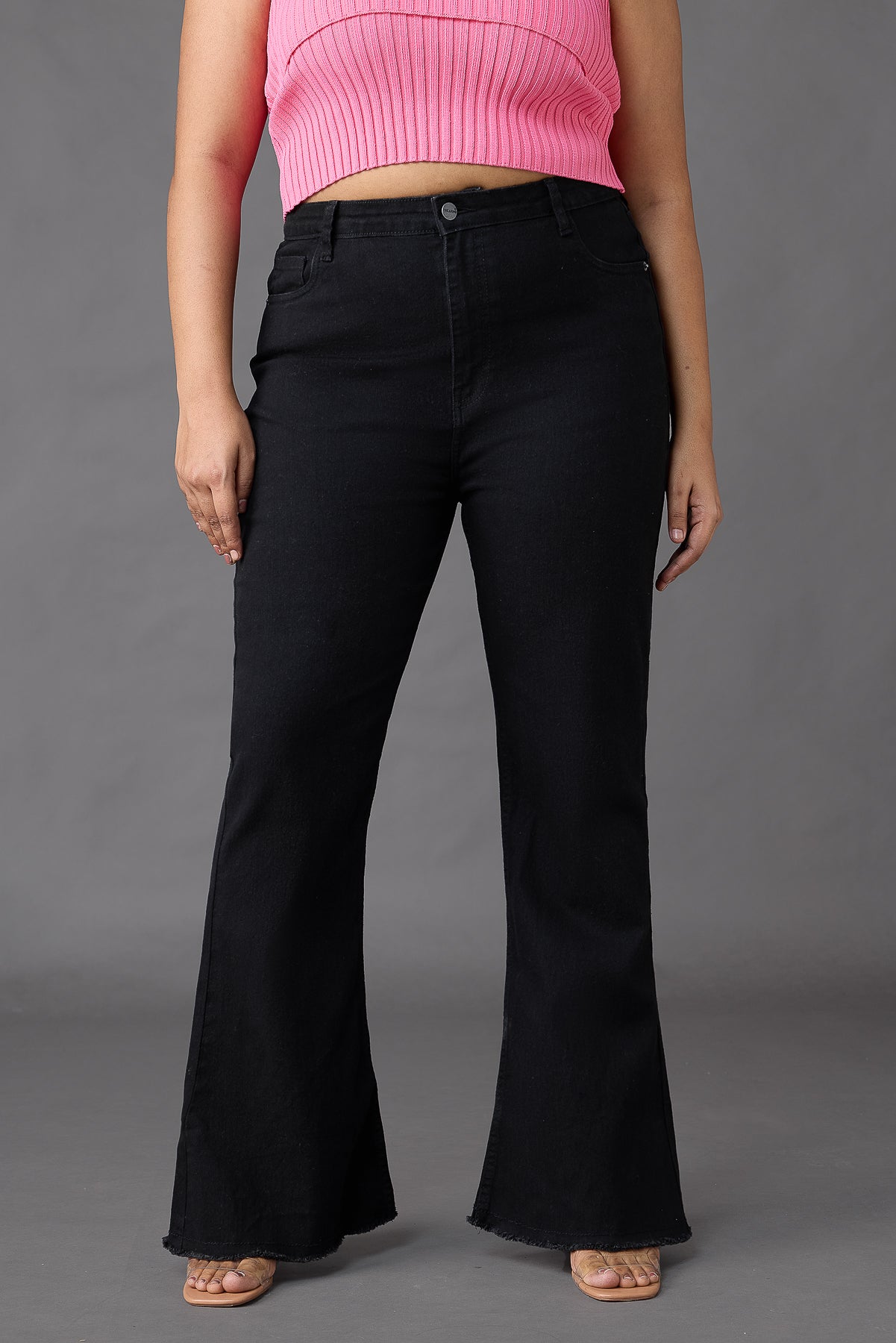 Curve Black High Waisted Slim Bootcut Jeans