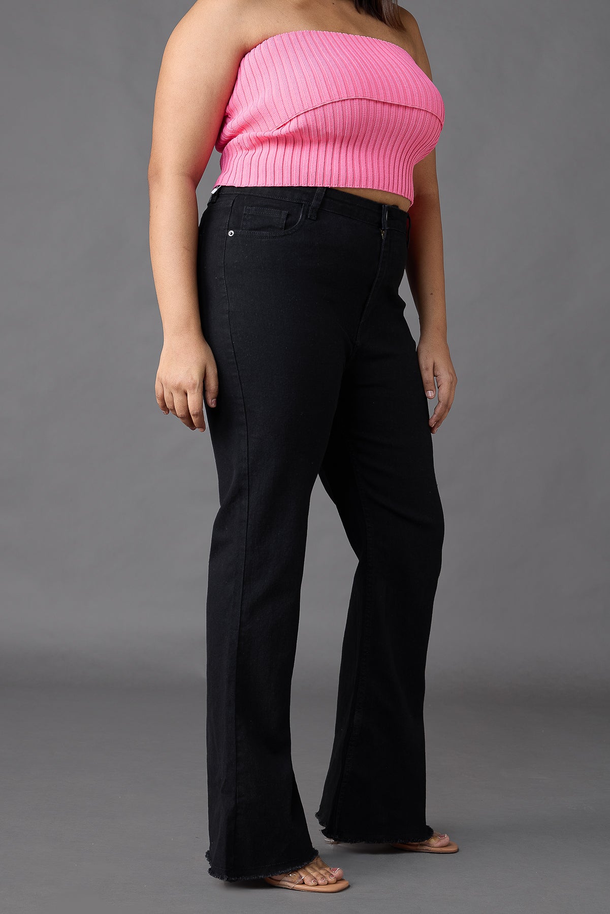 Curve Black High Waisted Slim Bootcut Jeans