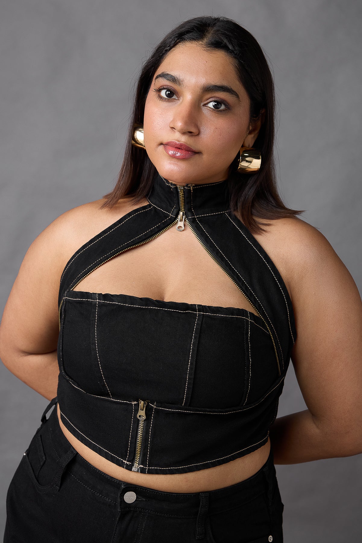Curve Gothic Black Chained Top