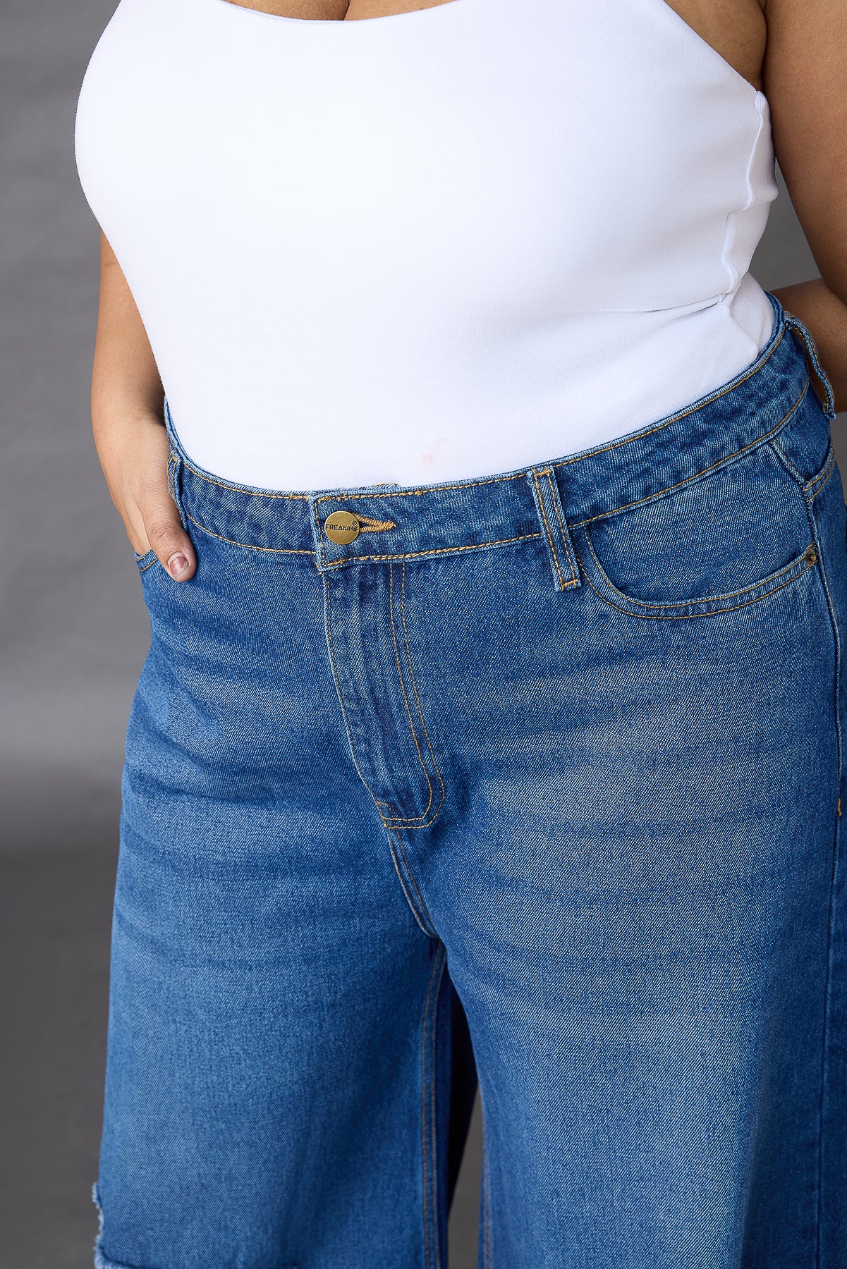Curve Blue Distressed Flare Jeans
