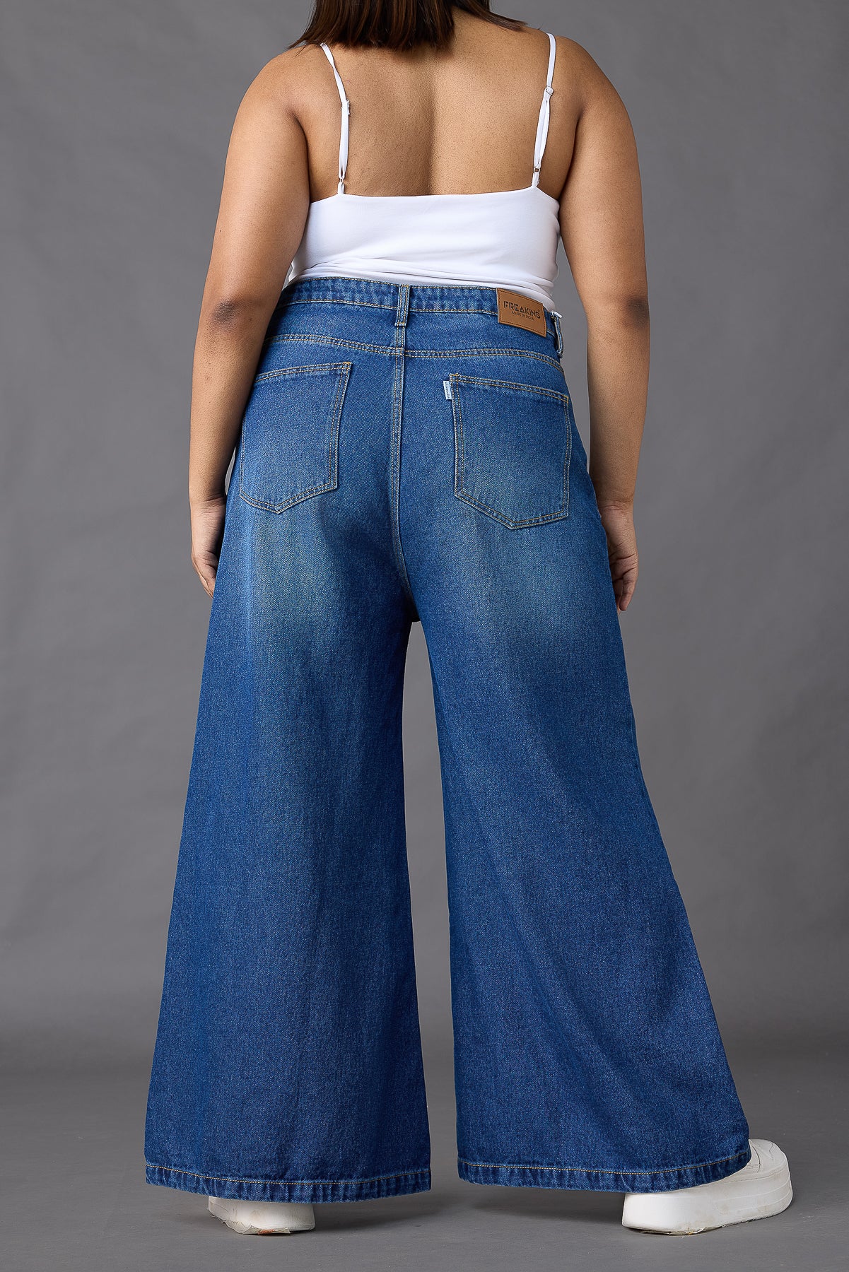 Curve Blue Distressed Flare Jeans