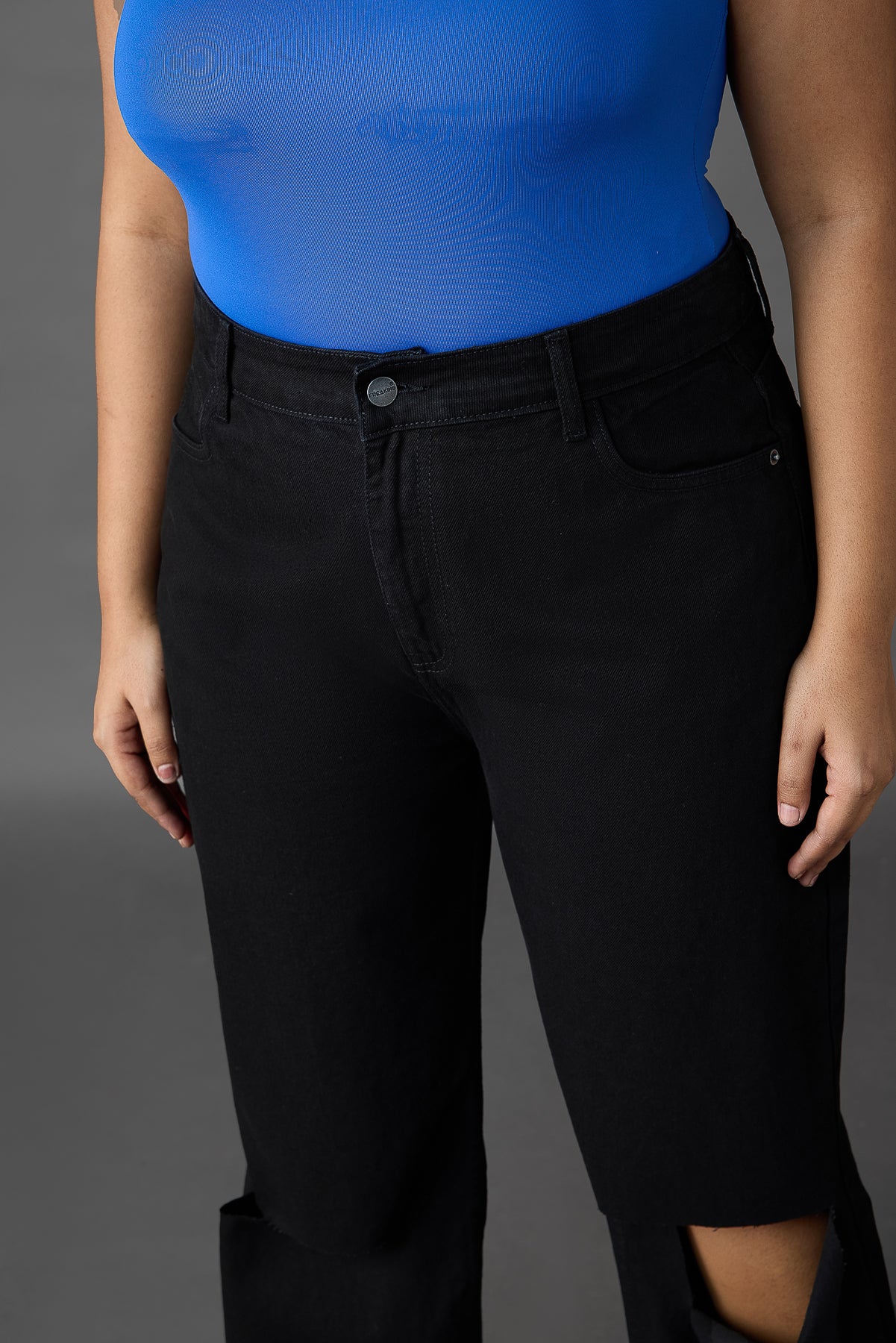Curve Black Box Slit Wide Jeans