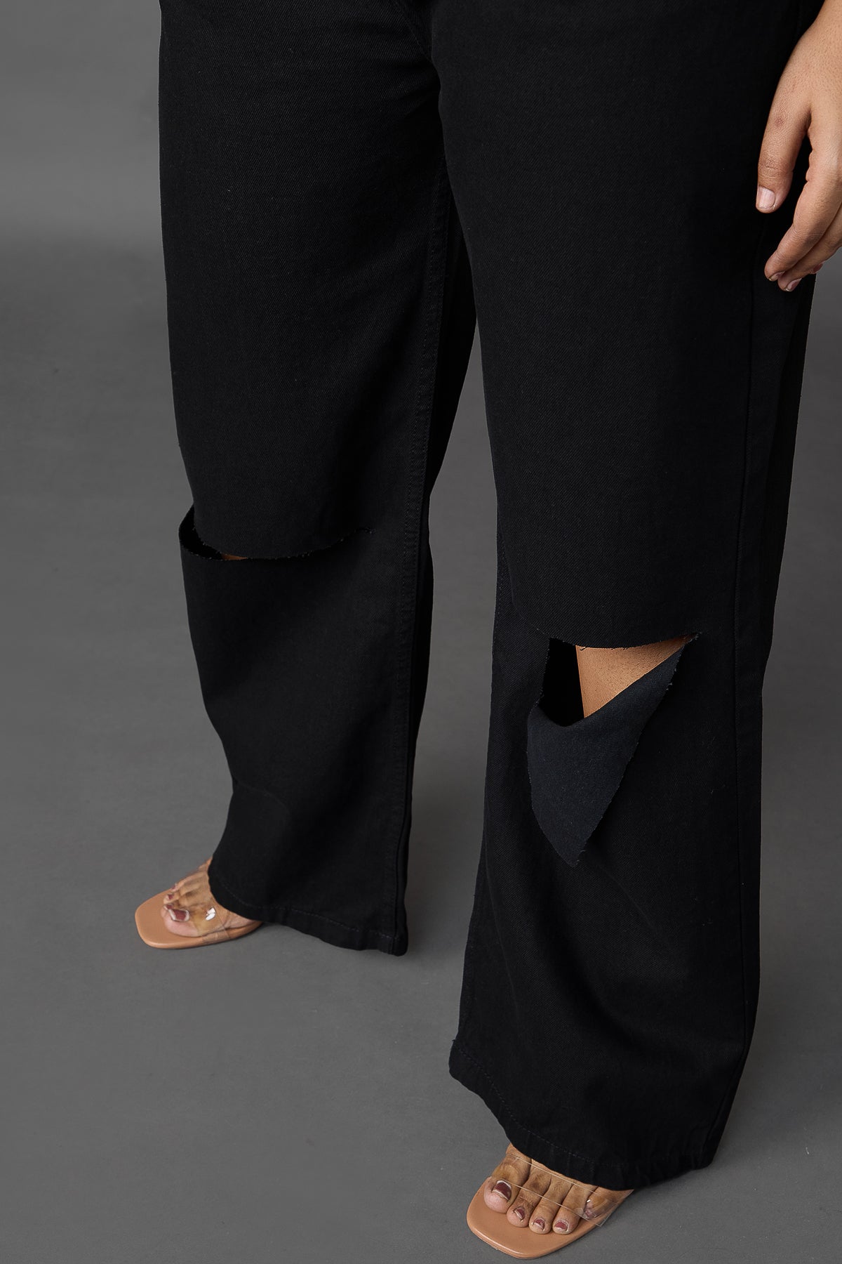 Curve Black Box Slit Wide Jeans
