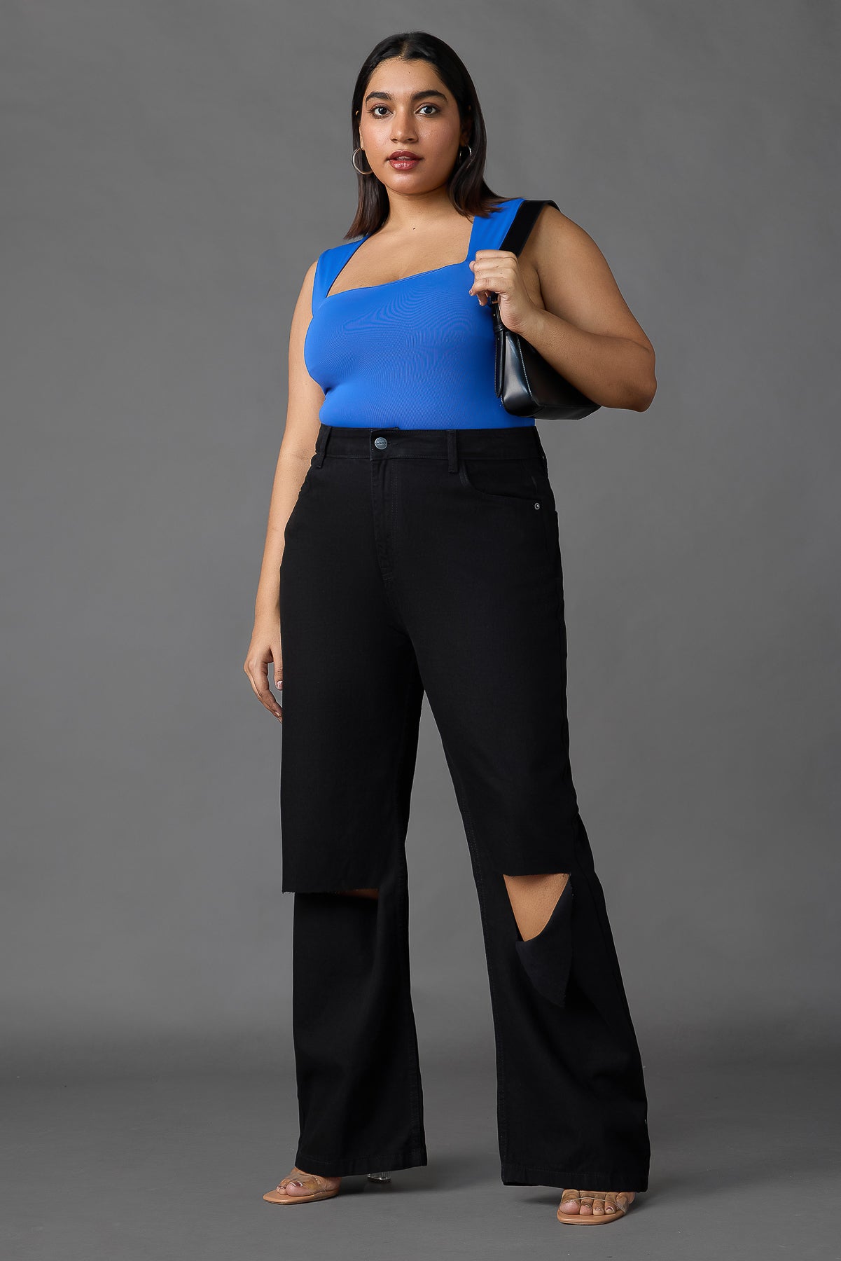 Curve Black Box Slit Wide Jeans