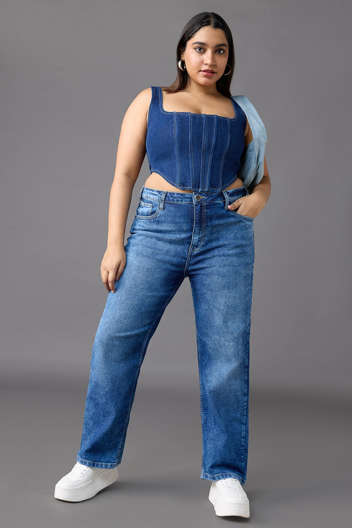 Curve Blue Bustier Corset Top