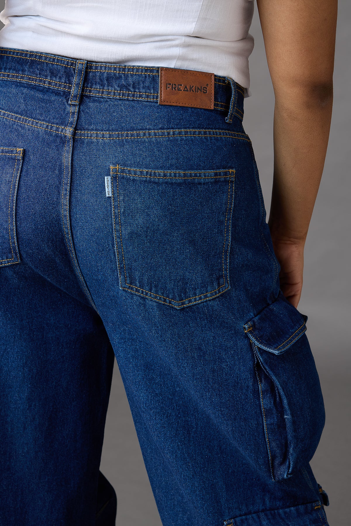 Curve Blue Straight Cargo Jeans