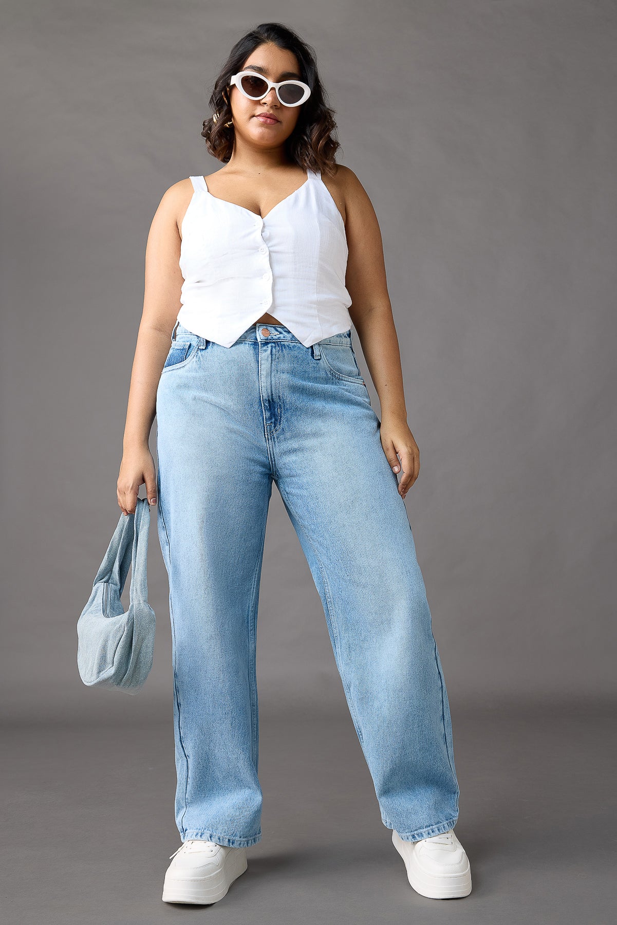 Curve Light Blue Straight Jeans